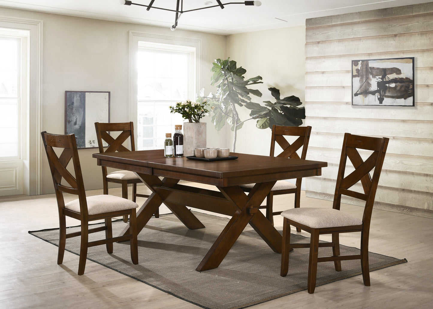 5 PC Karven Solid Wood Dining Set   Table w/ 4 Chairs