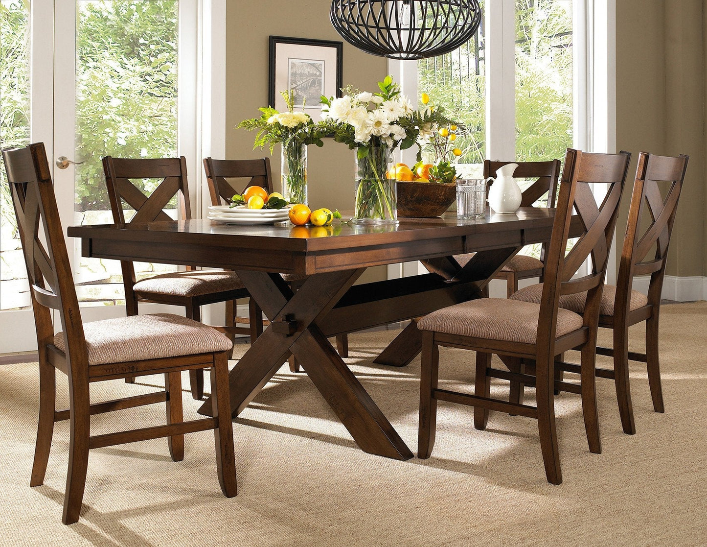 7-Piece Karven Solid Wood Dining Set with Table and 6 Chairs