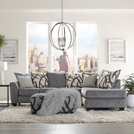 Montero Contemporary Gray Fabric Sectional Sofa