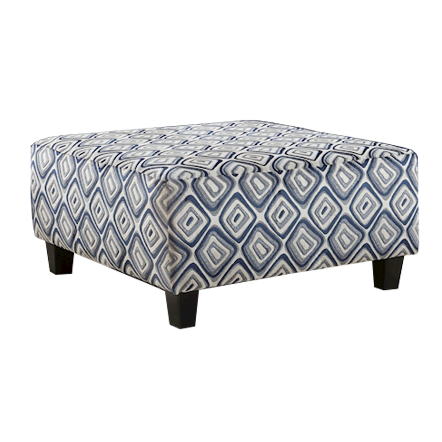 Natara Contemporary Fabric Ottoman, Navy