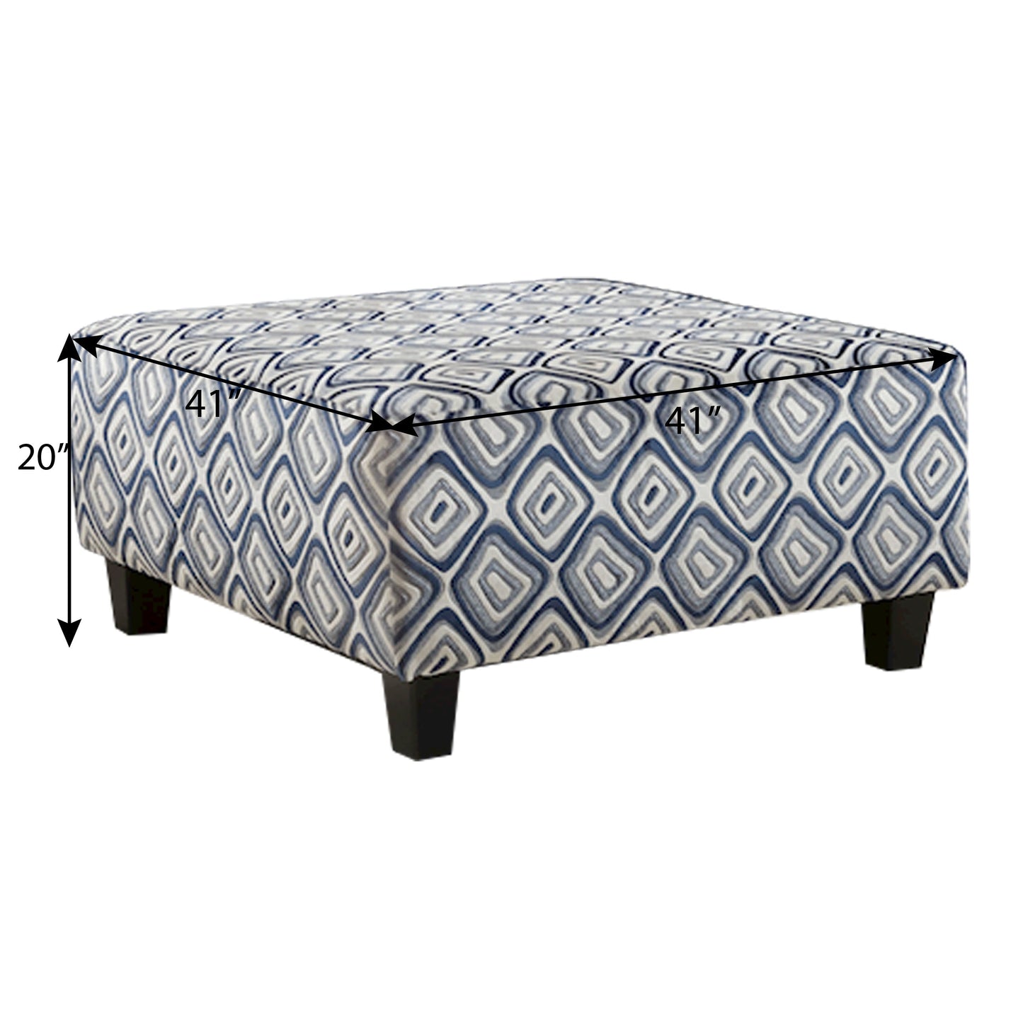 Natara Contemporary Fabric Ottoman, Navy