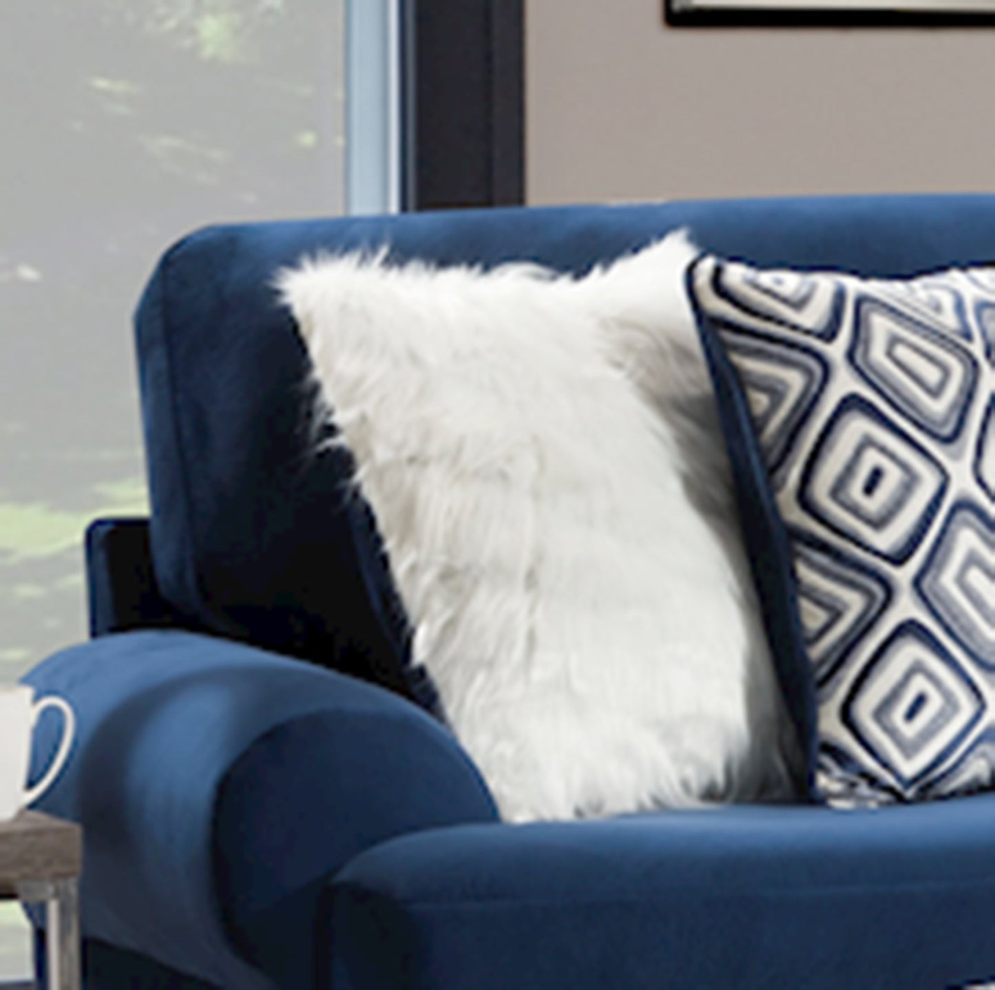 Natara Contemporary L-shape Sectional Sofa, Navy