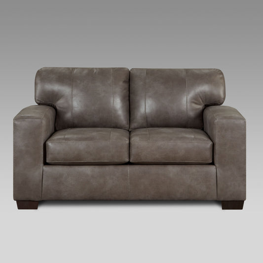 Noel Weathered Brown Faux Leather Loveseat
