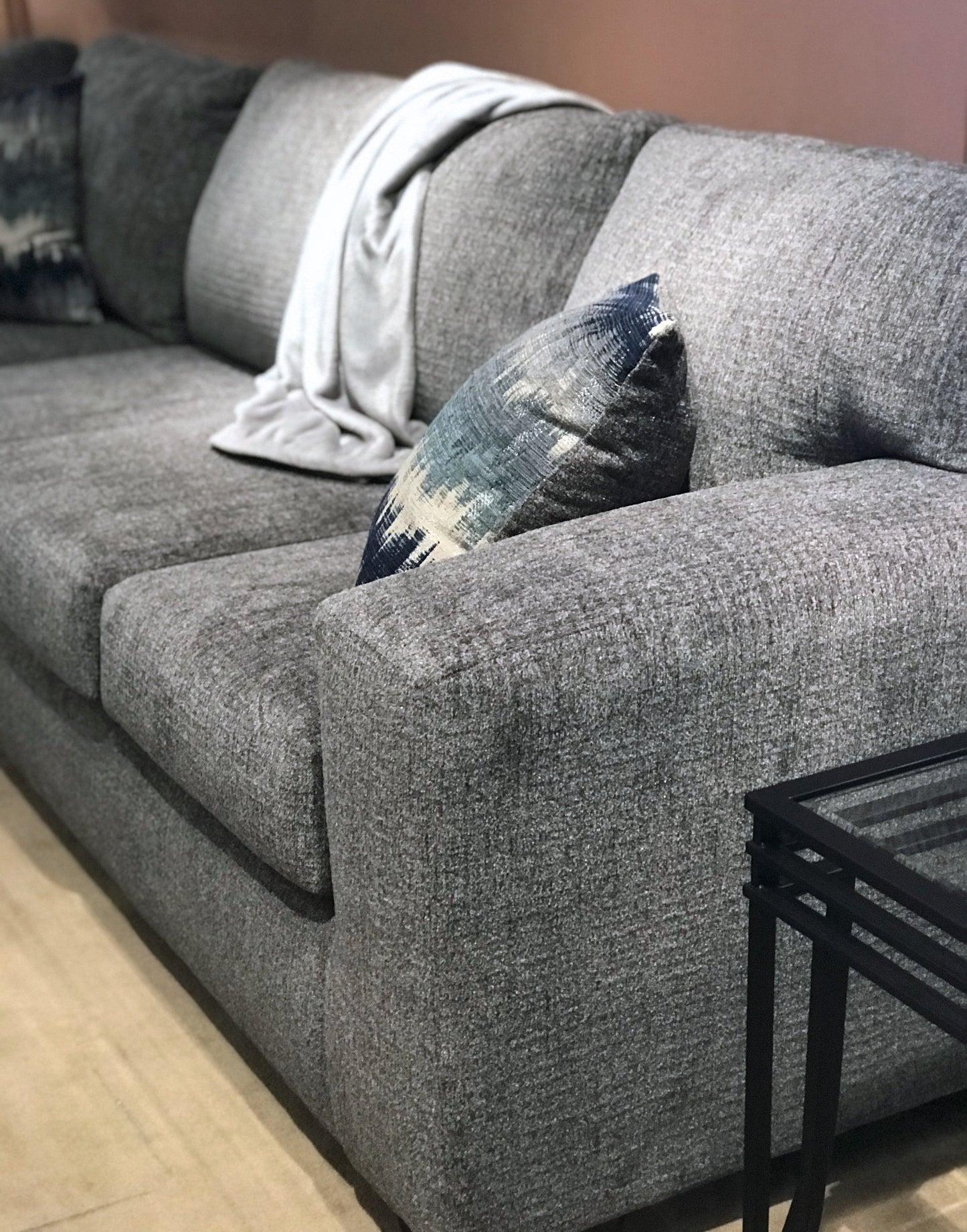 Bergen Silverton Pewter Fabric Sectional Sofa
