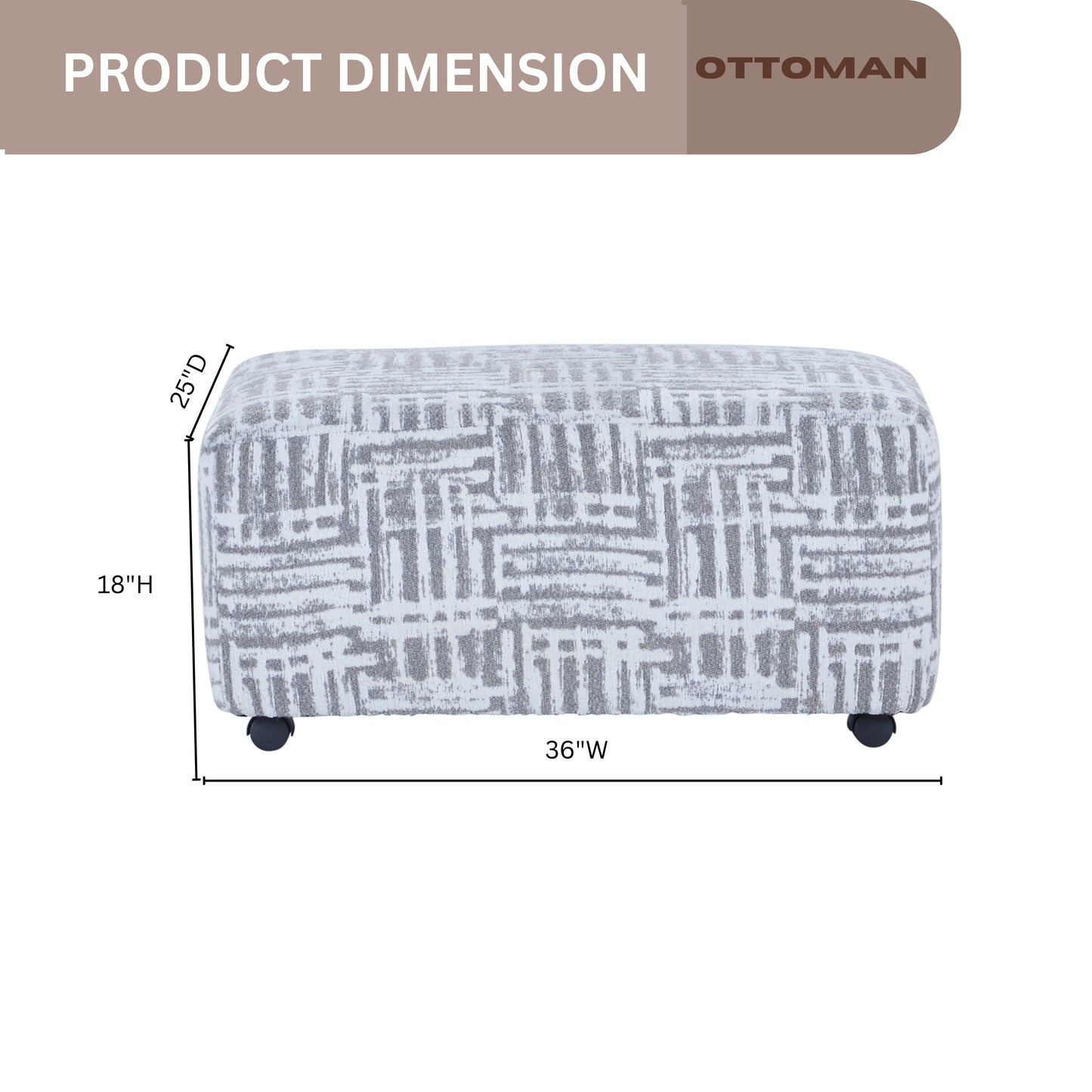 Roundhill Furniture Lancelot Striped Cocktail Ottoman