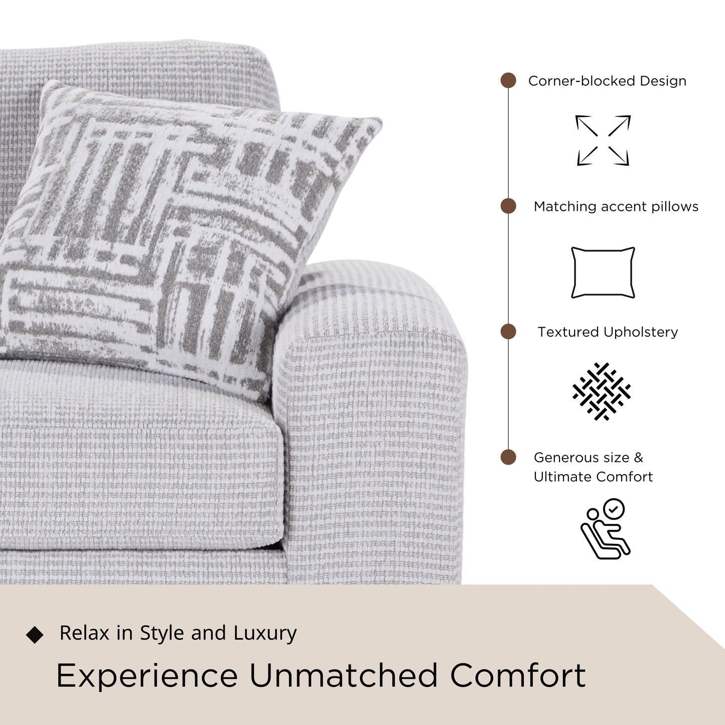 Roundhill Furniture Lancelot Living Room Collection, Sofa Cuddle Chair and Ottoman