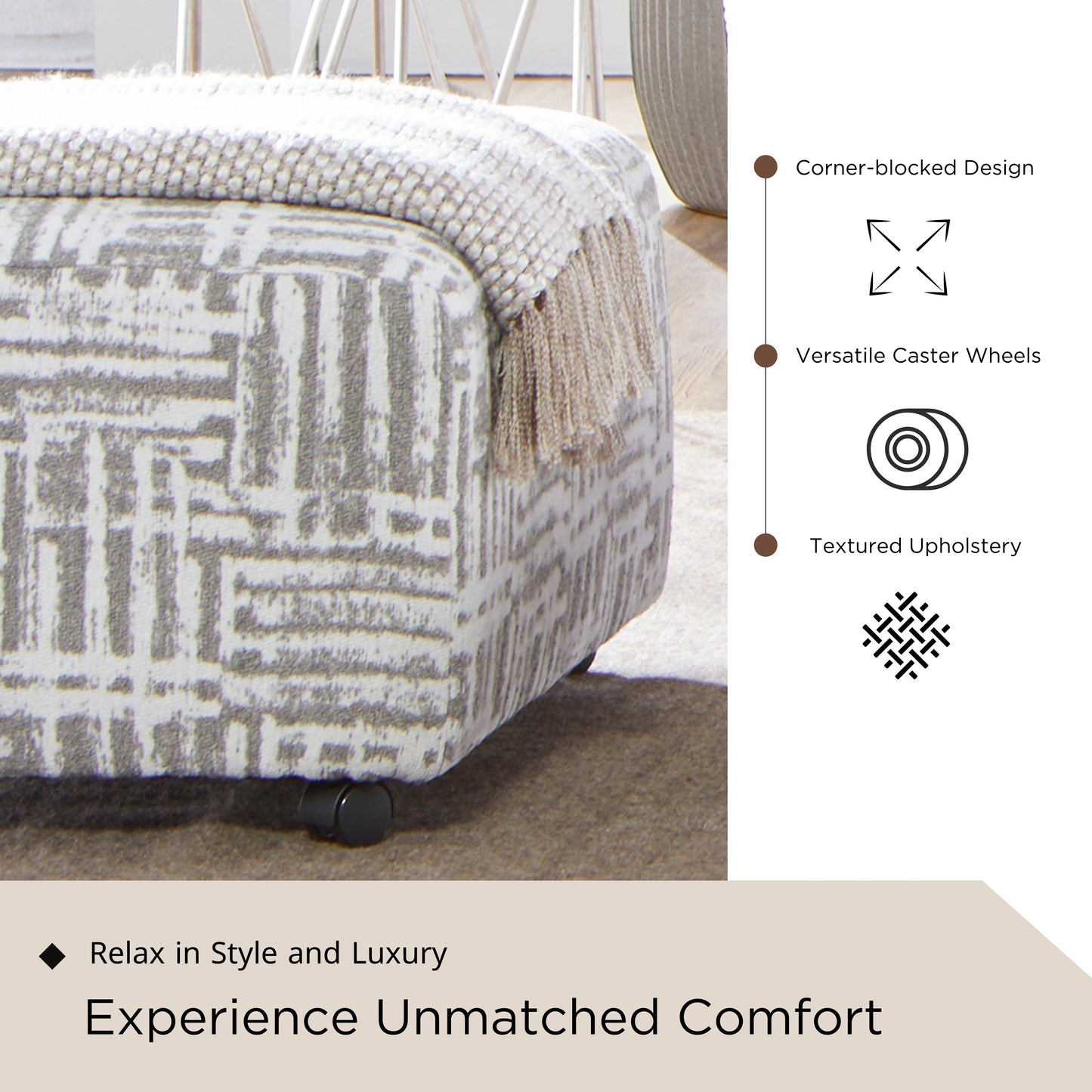 Roundhill Furniture Lancelot Living Room Collection, Sofa Cuddle Chair and Ottoman