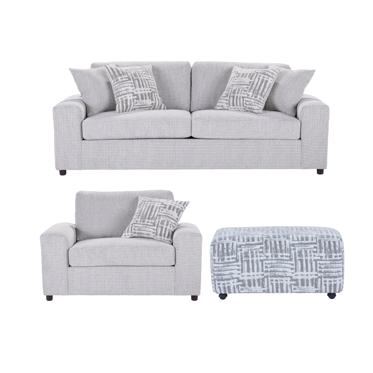 Roundhill Furniture Lancelot Living Room Collection, Sofa Cuddle Chair and Ottoman