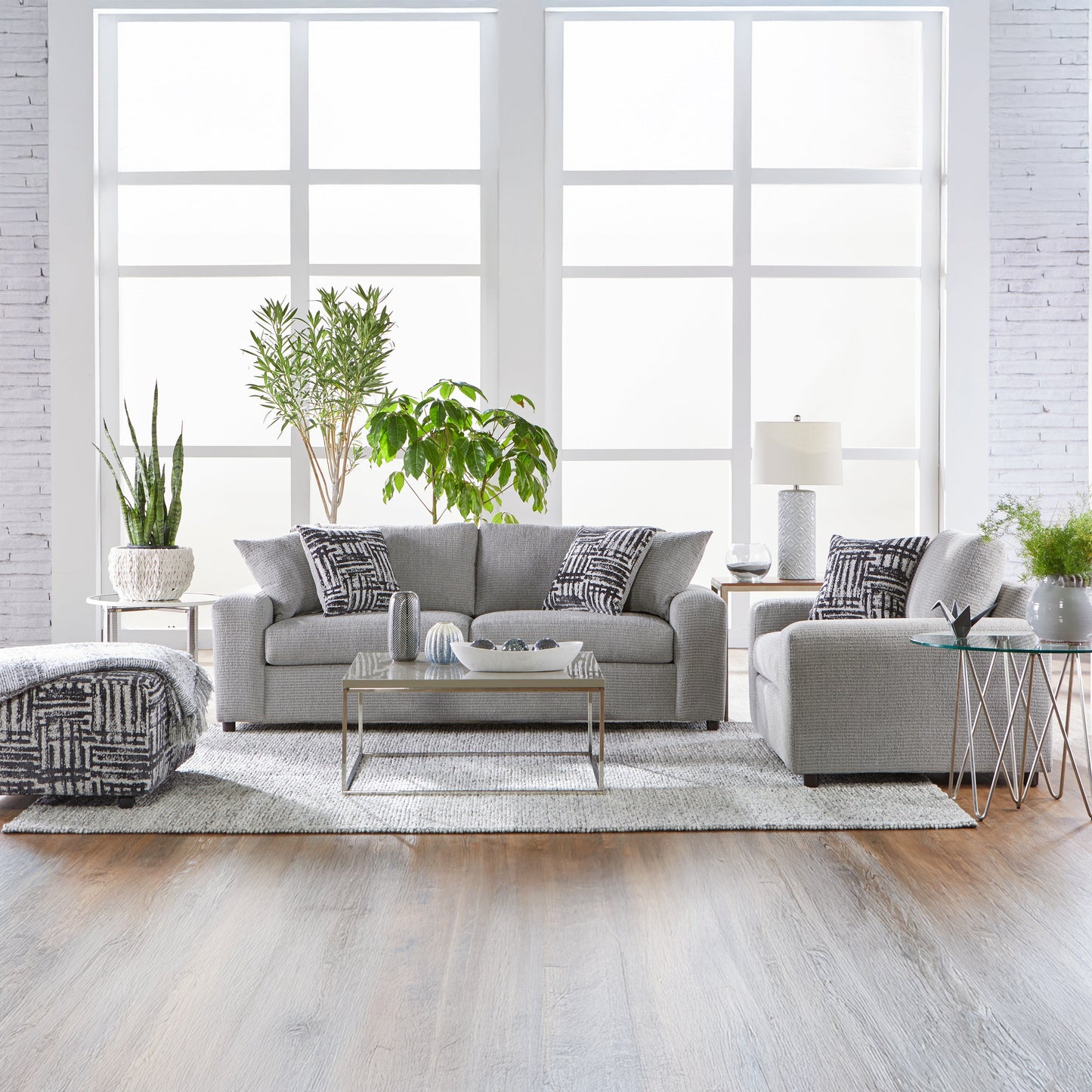 Roundhill Furniture Lancelot Living Room Collection, Sofa Cuddle Chair and Ottoman