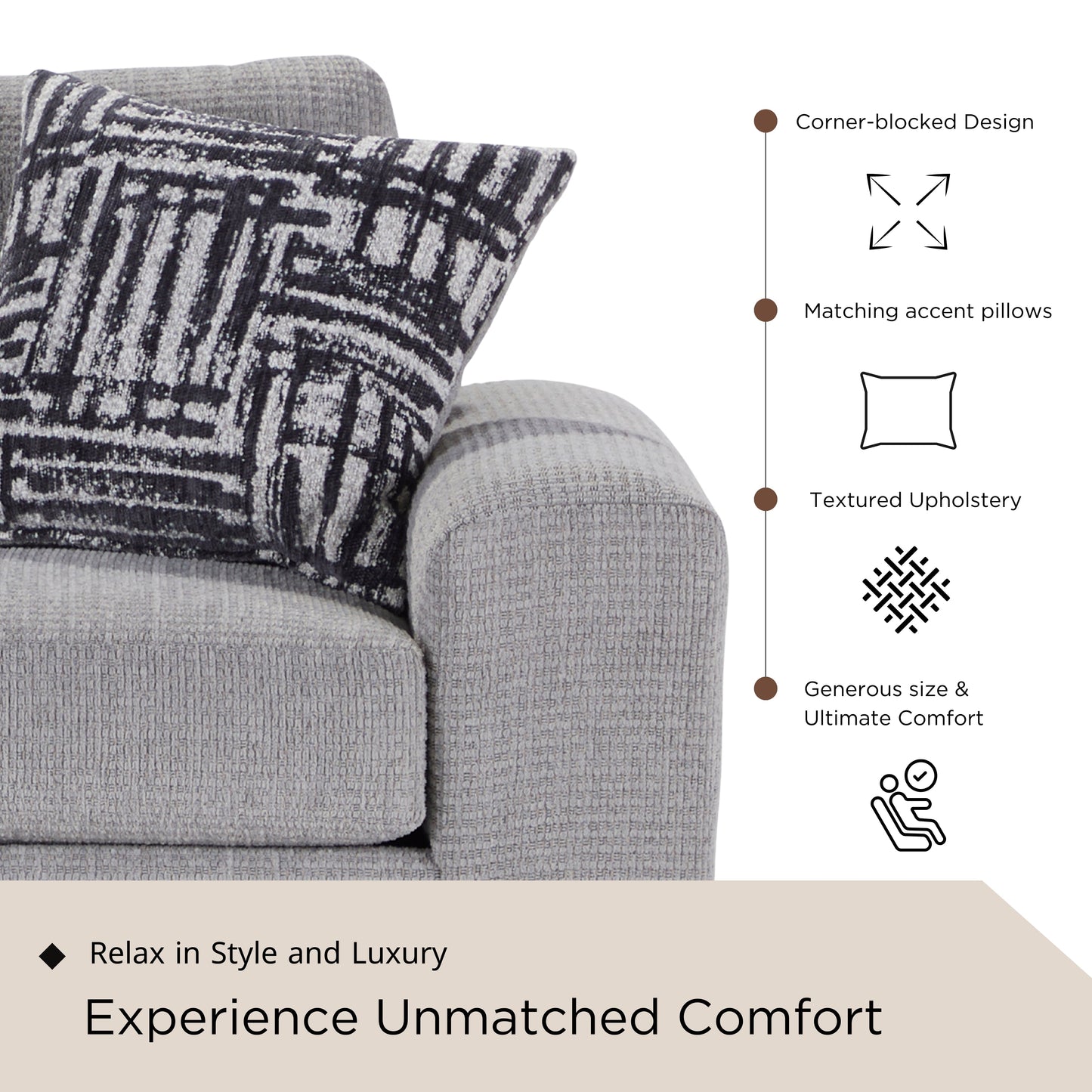 Roundhill Furniture Lancelot Living Room Collection, Sofa Cuddle Chair and Ottoman