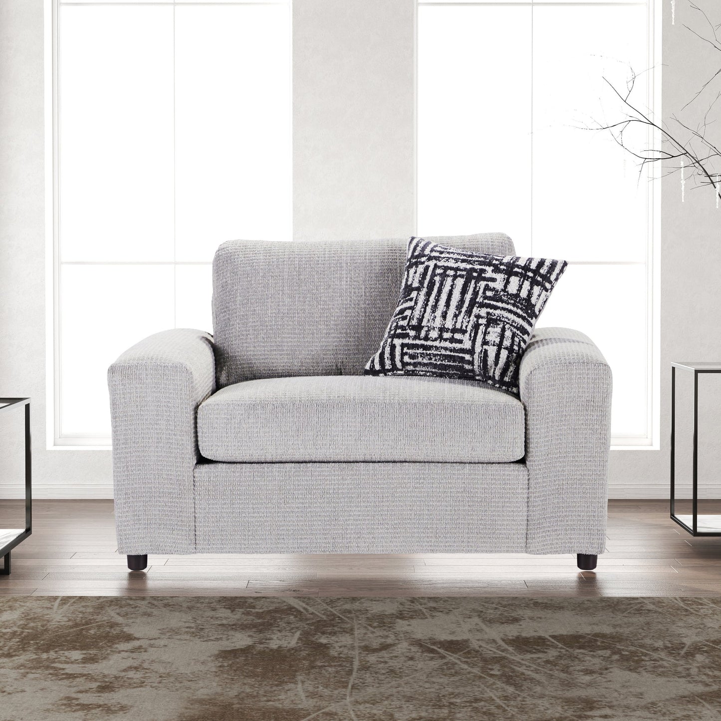 Roundhill Furniture Lancelot Living Room Collection, Sofa Cuddle Chair and Ottoman