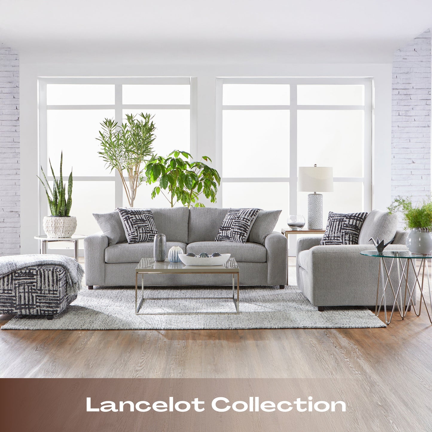 Roundhill Furniture Lancelot Living Room Collection, Sofa Cuddle Chair and Ottoman