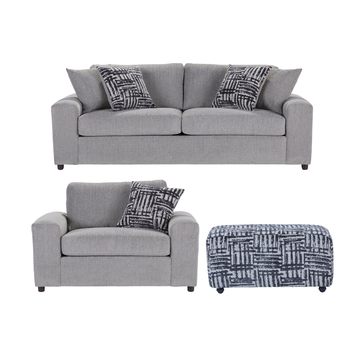 Roundhill Furniture Lancelot Living Room Collection, Sofa Cuddle Chair and Ottoman