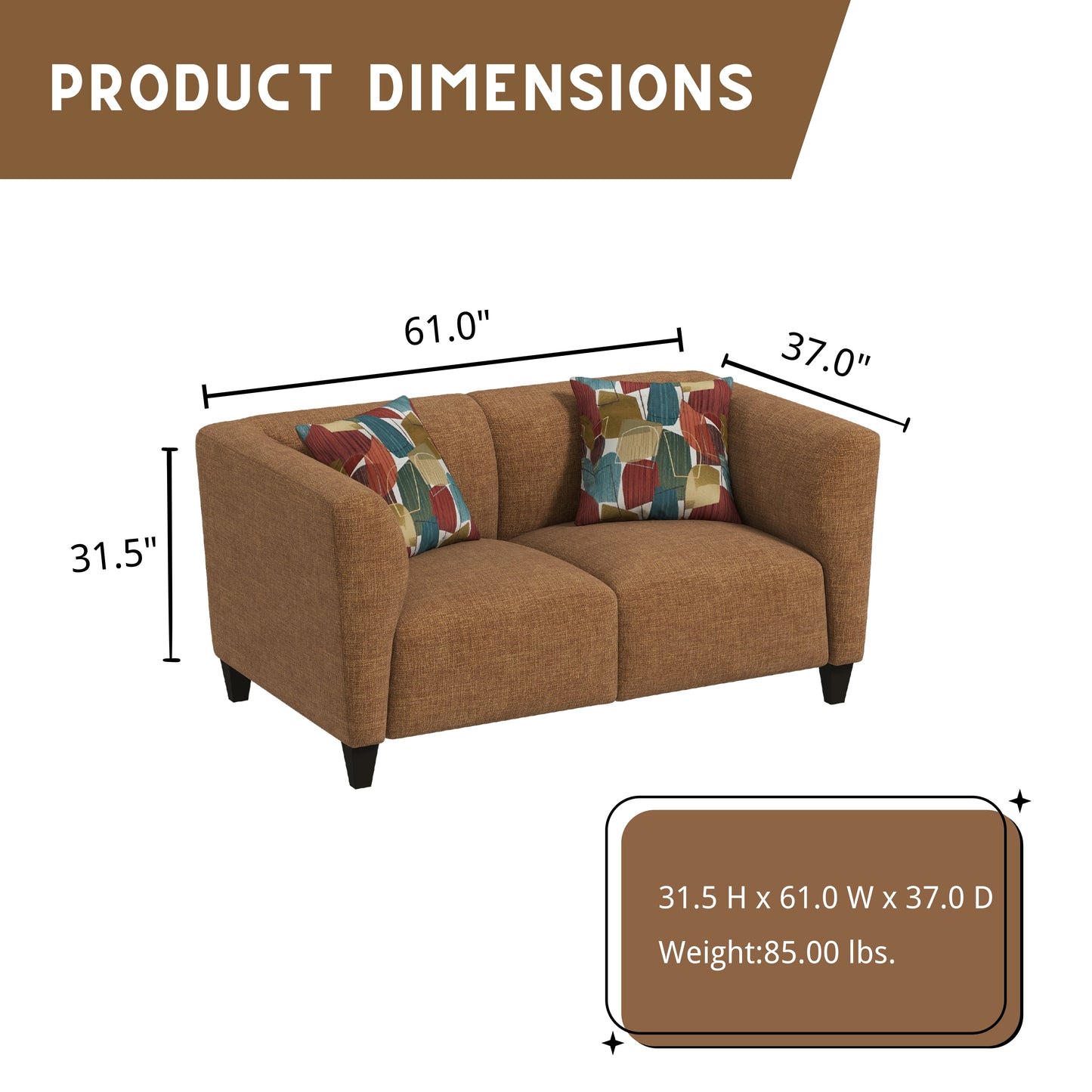 Roundhill Furniture Della Upholstered Stationary Loveseat