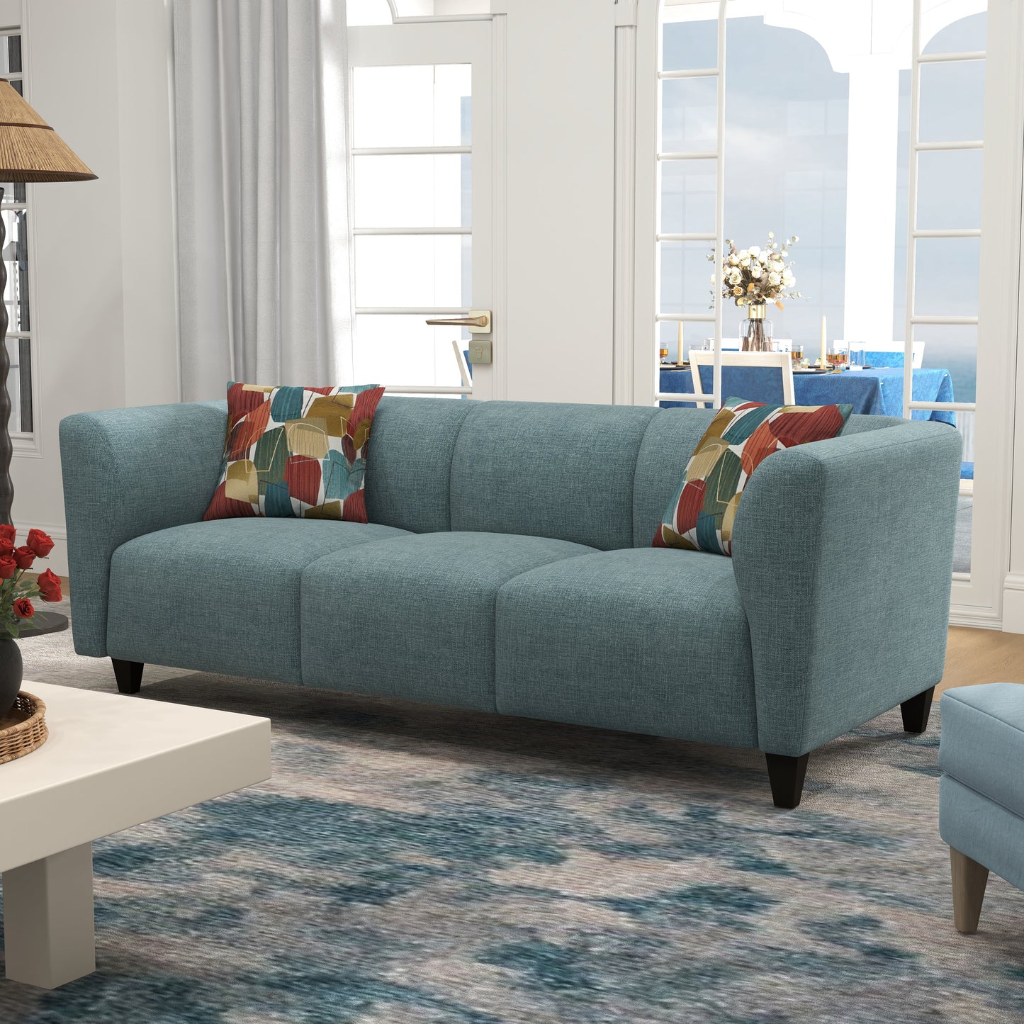 Roundhill Furniture Della Upholstered Living Room Collection, Sofa and Loveseat