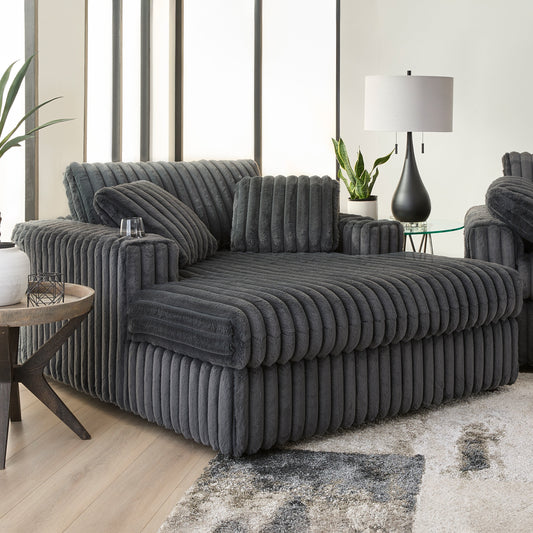Roundhill Furniture Belvoir Oversized Cuddle Chaise, with Cup Holders