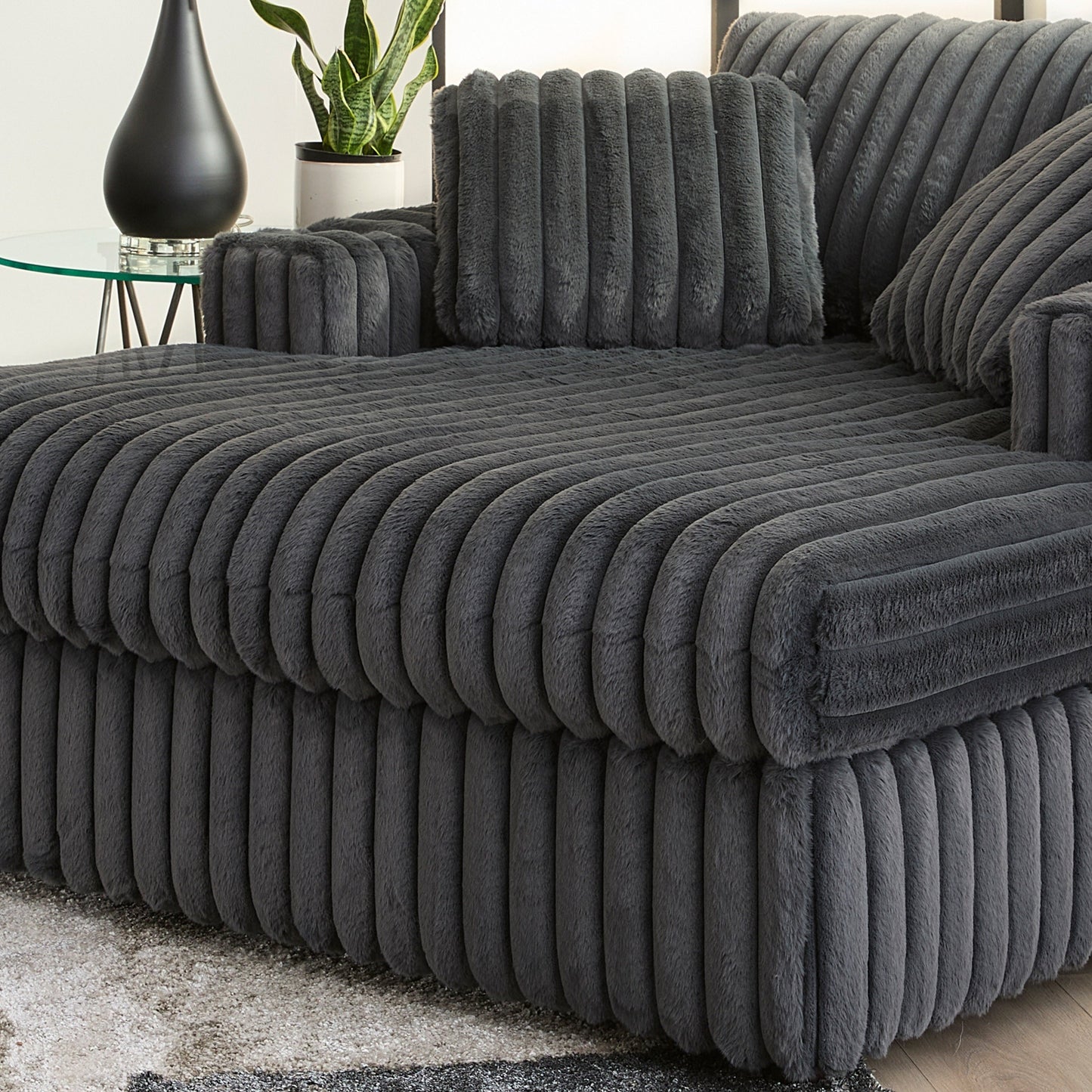 Roundhill Furniture Belvoir Oversized Cuddle Chaise, with Cup Holders