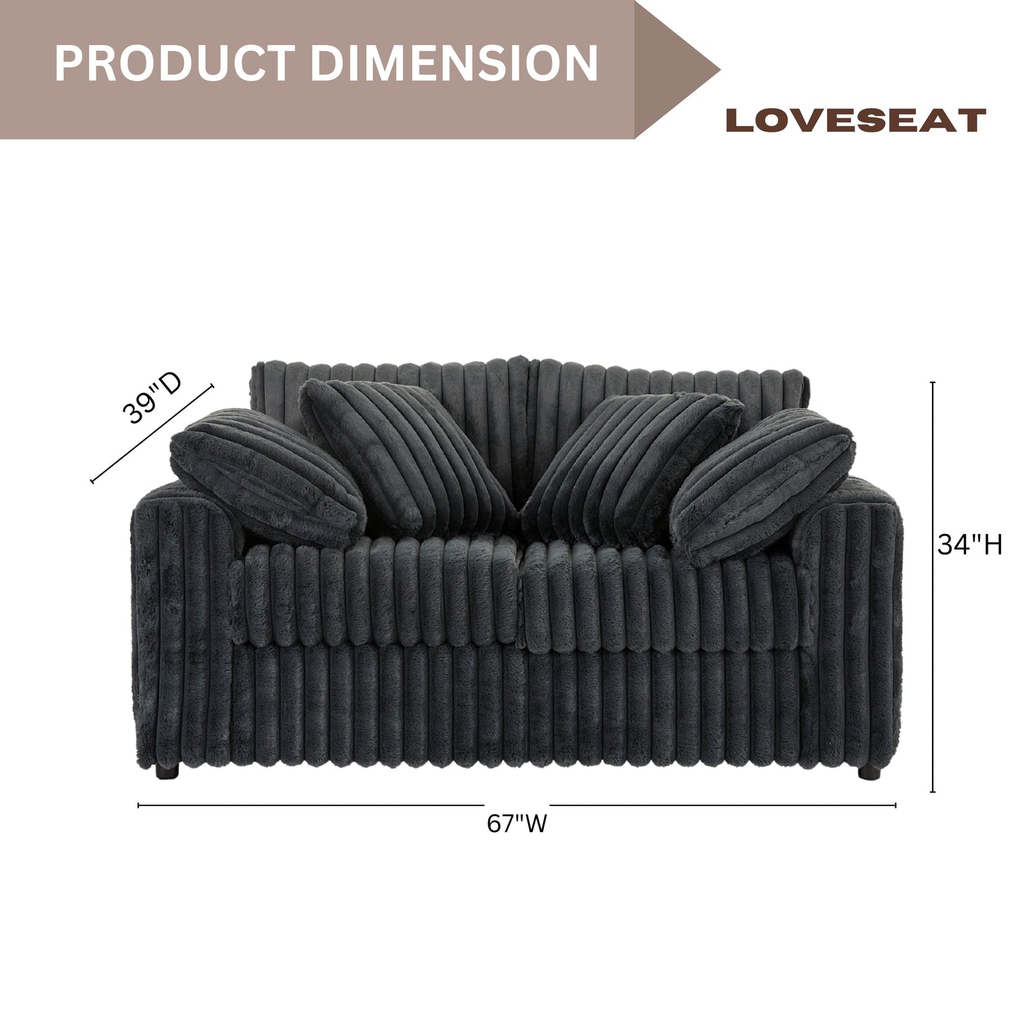 Roundhill Furniture Belvoir Upholstered Stationary Loveseat