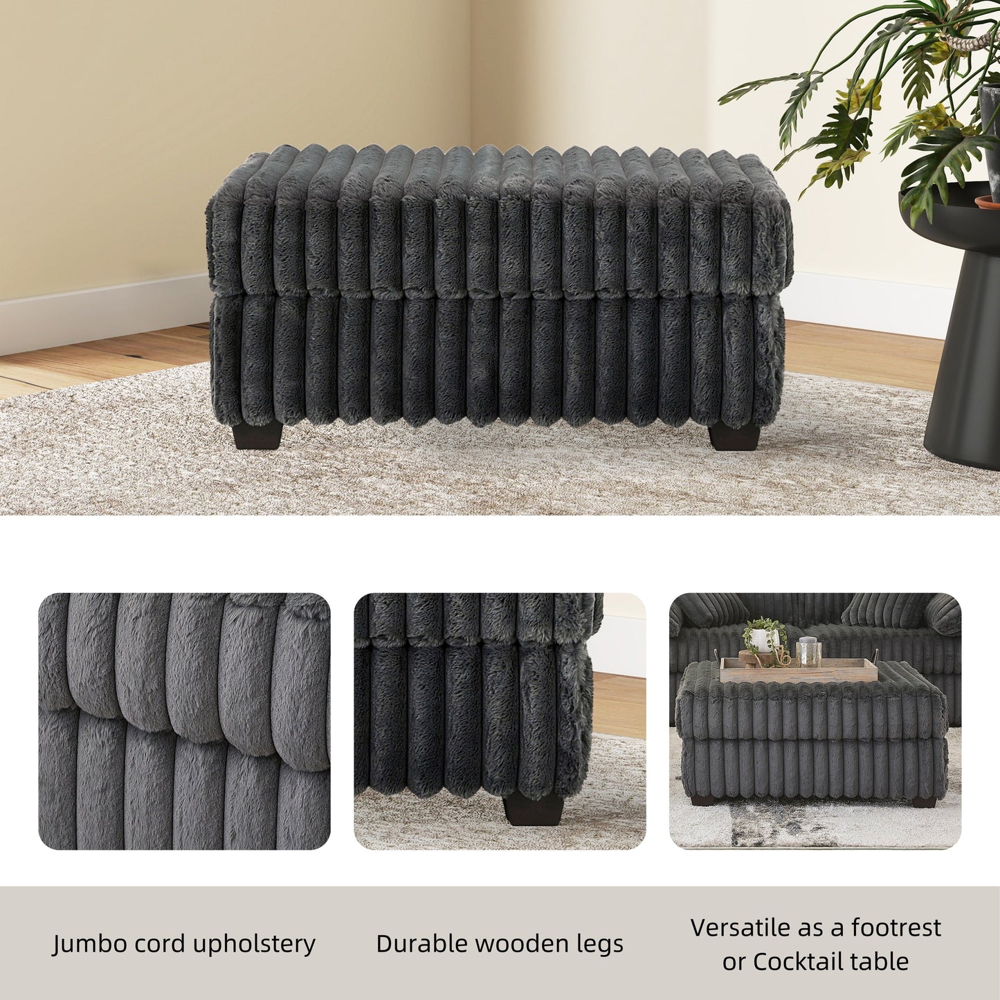 Roundhill Furniture Belvoir Accent Cocktail Ottoman