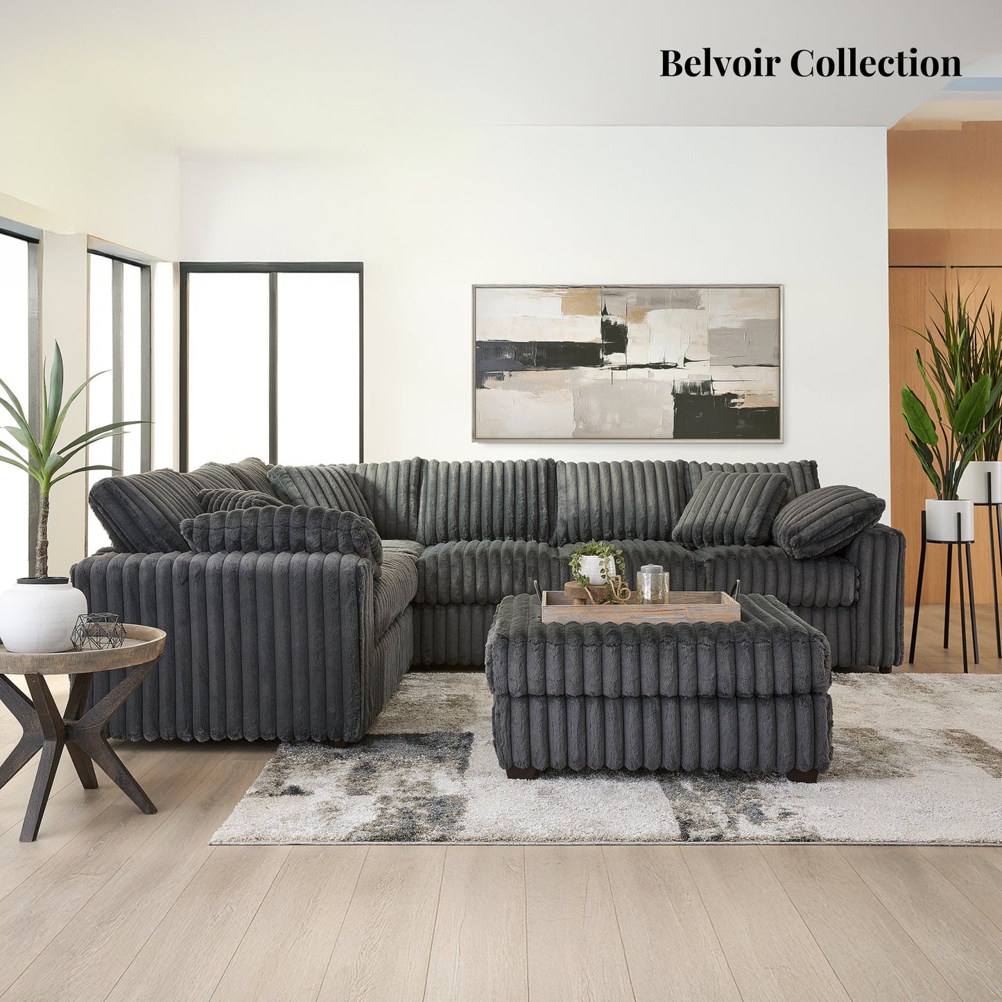 Roundhill Furniture Belvoir Living Room L-shape Sectional