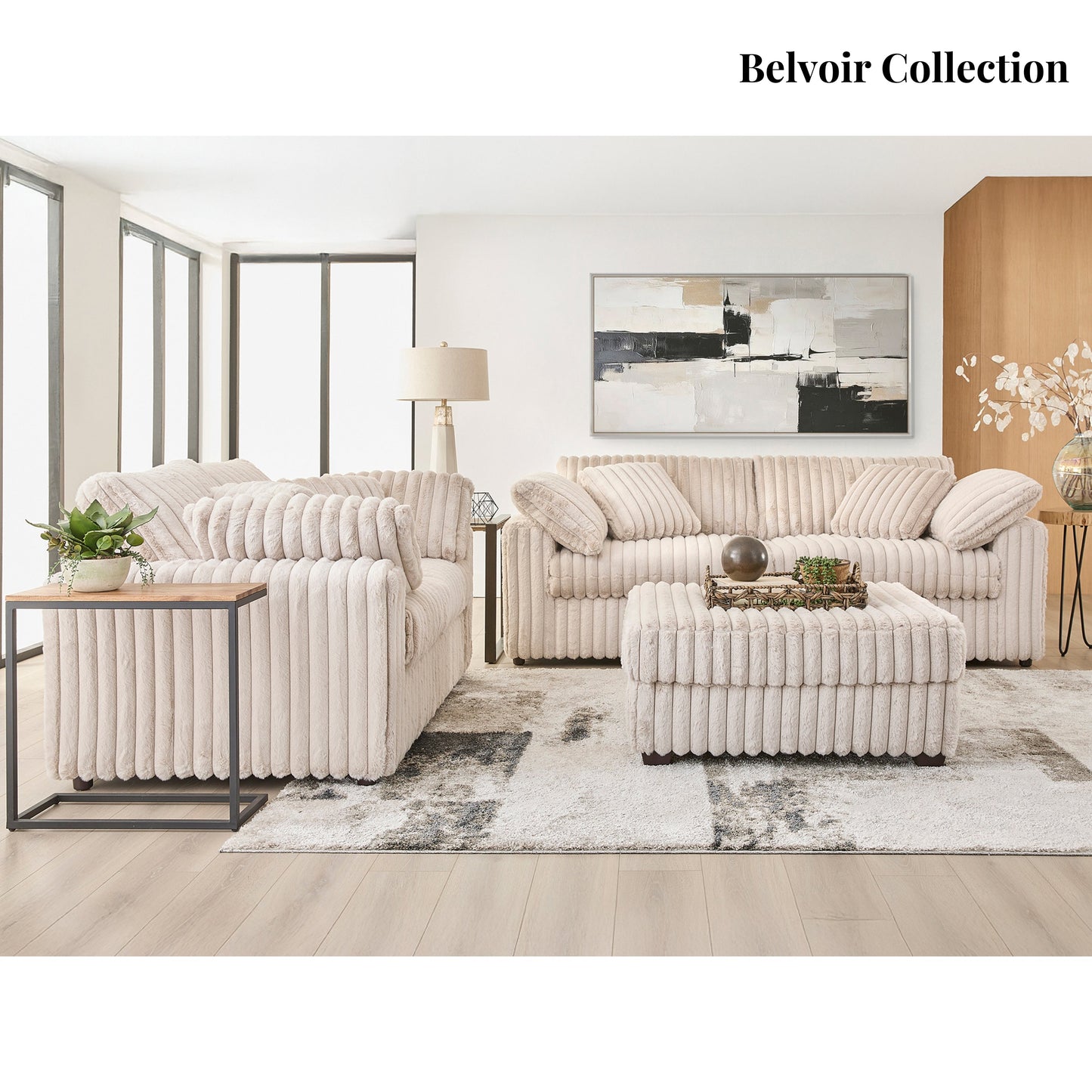 Roundhill Furniture Belvoir Upholstered Stationary Loveseat