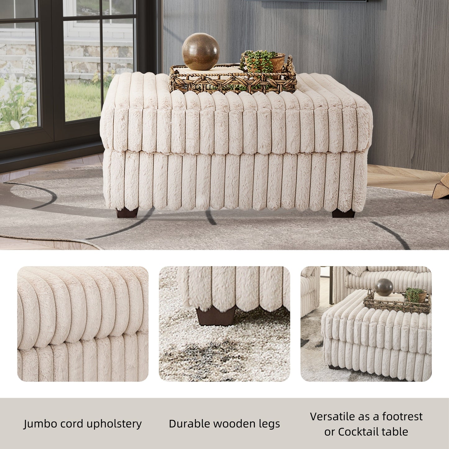 Roundhill Furniture Belvoir Accent Cocktail Ottoman