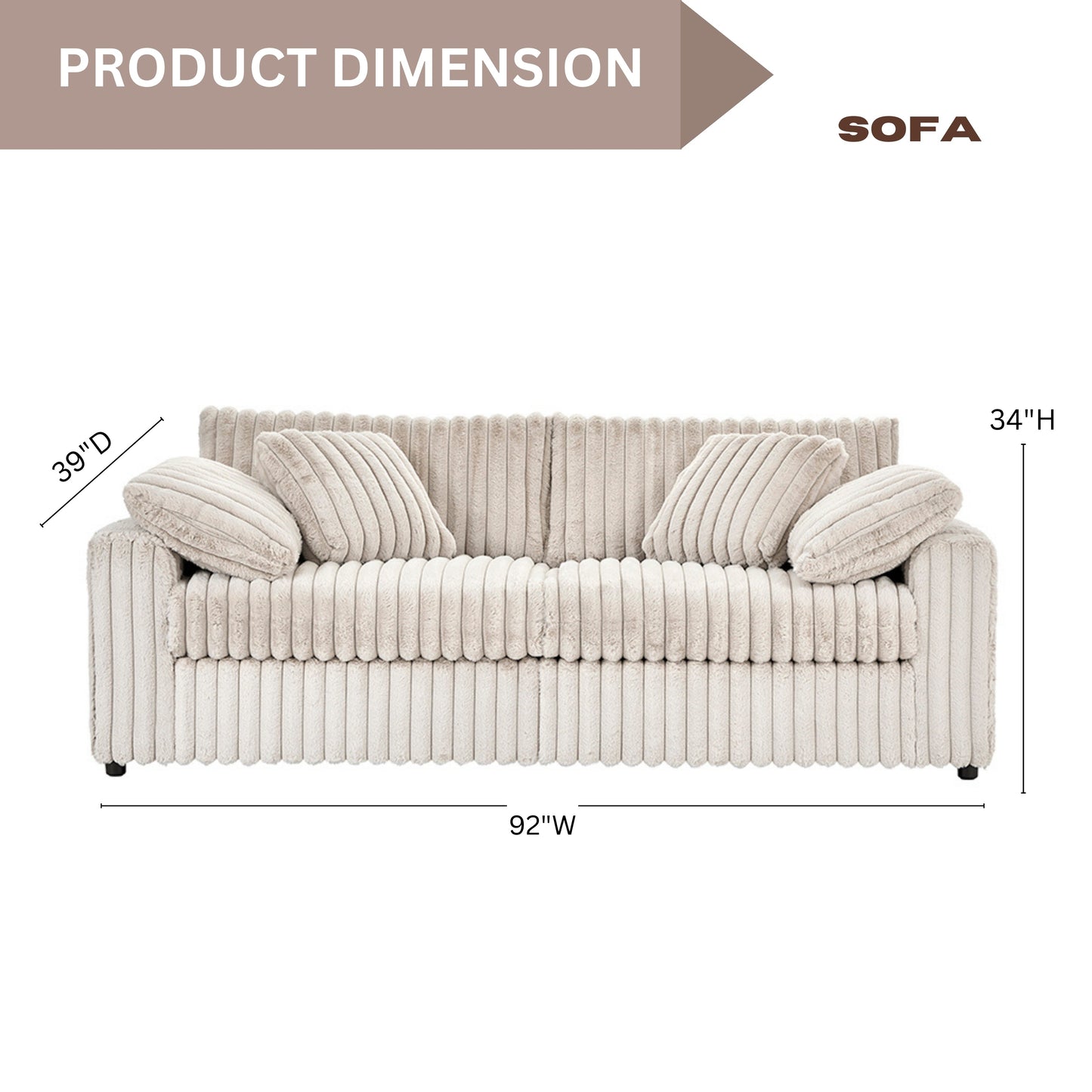Roundhill Furniture Belvoir Upholstered Stationary Sofa