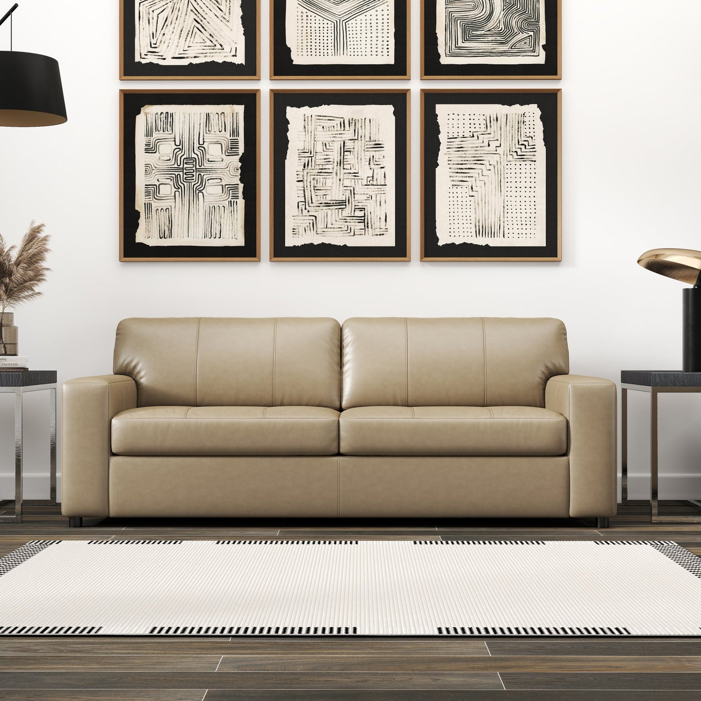 Roundhill Furniture Sakan Leather Upholstered Sofa