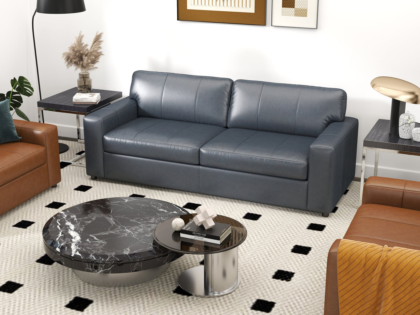 Roundhill Furniture Sakan Leather Upholstered Sofa