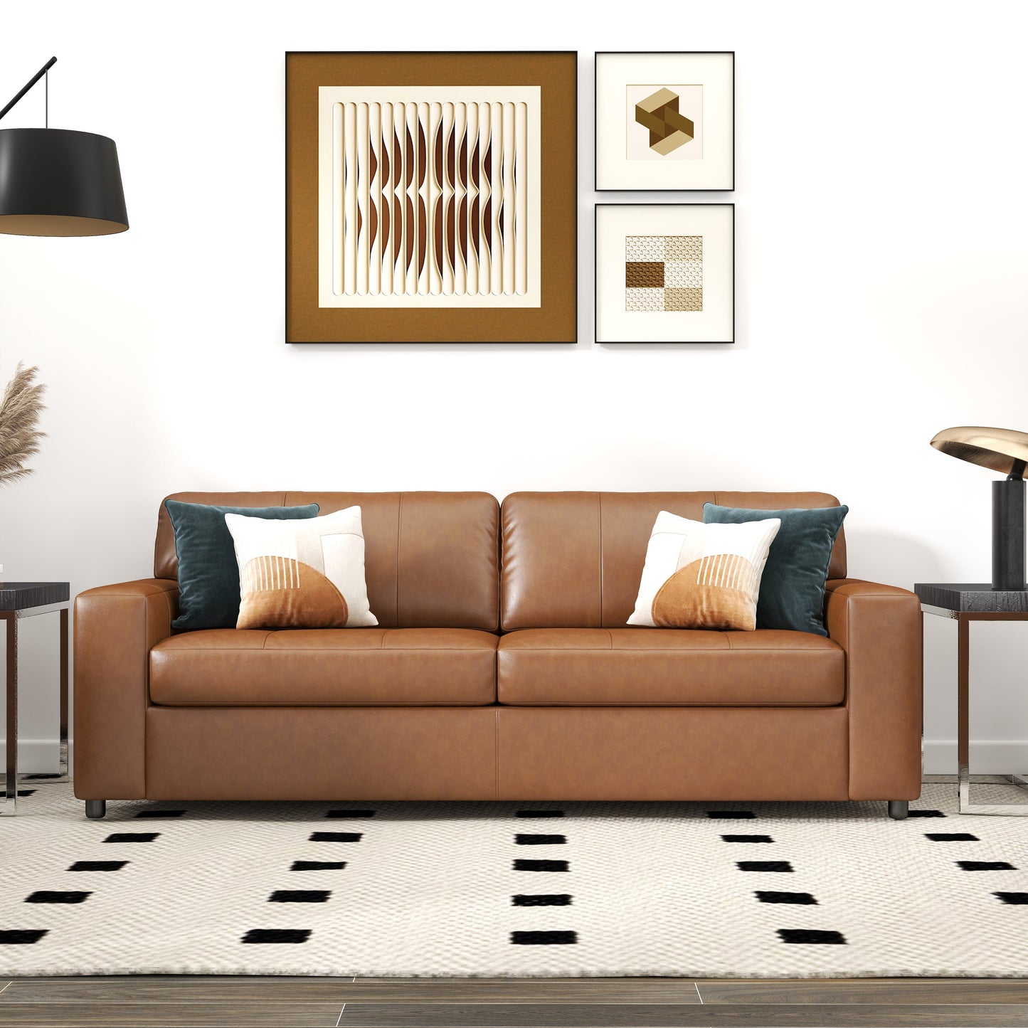 Roundhill Furniture Sakan Leather Upholstered Sofa