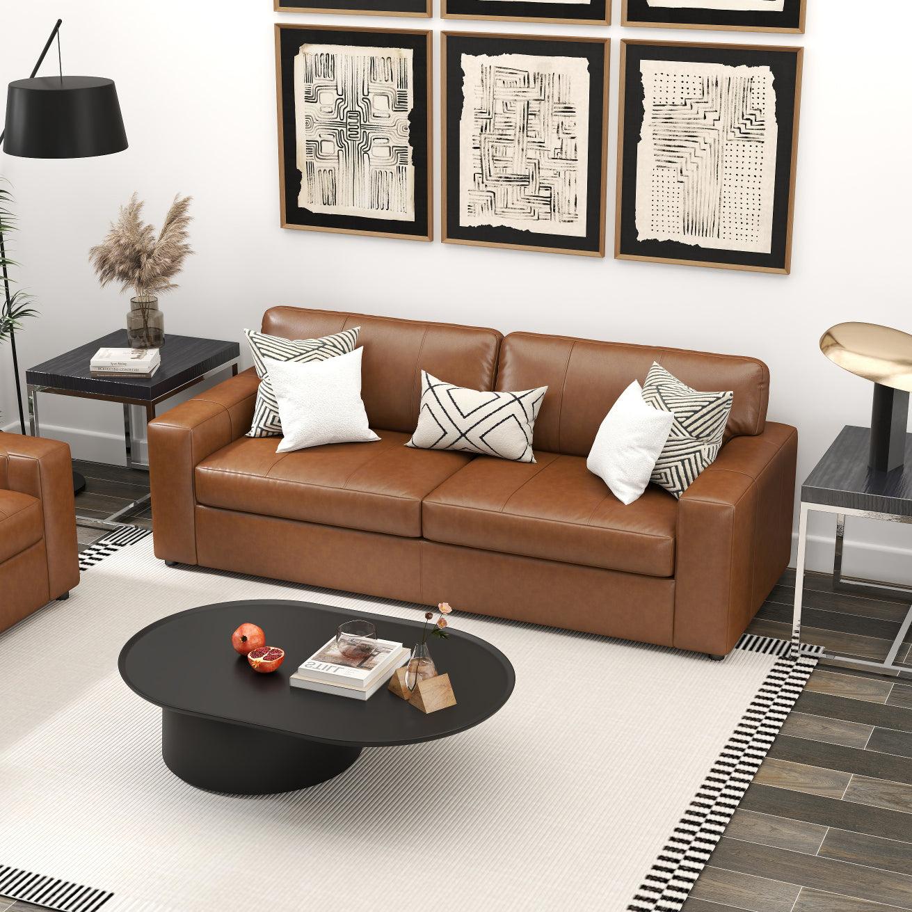 Roundhill Furniture Sakan Leather Upholstered Sofa