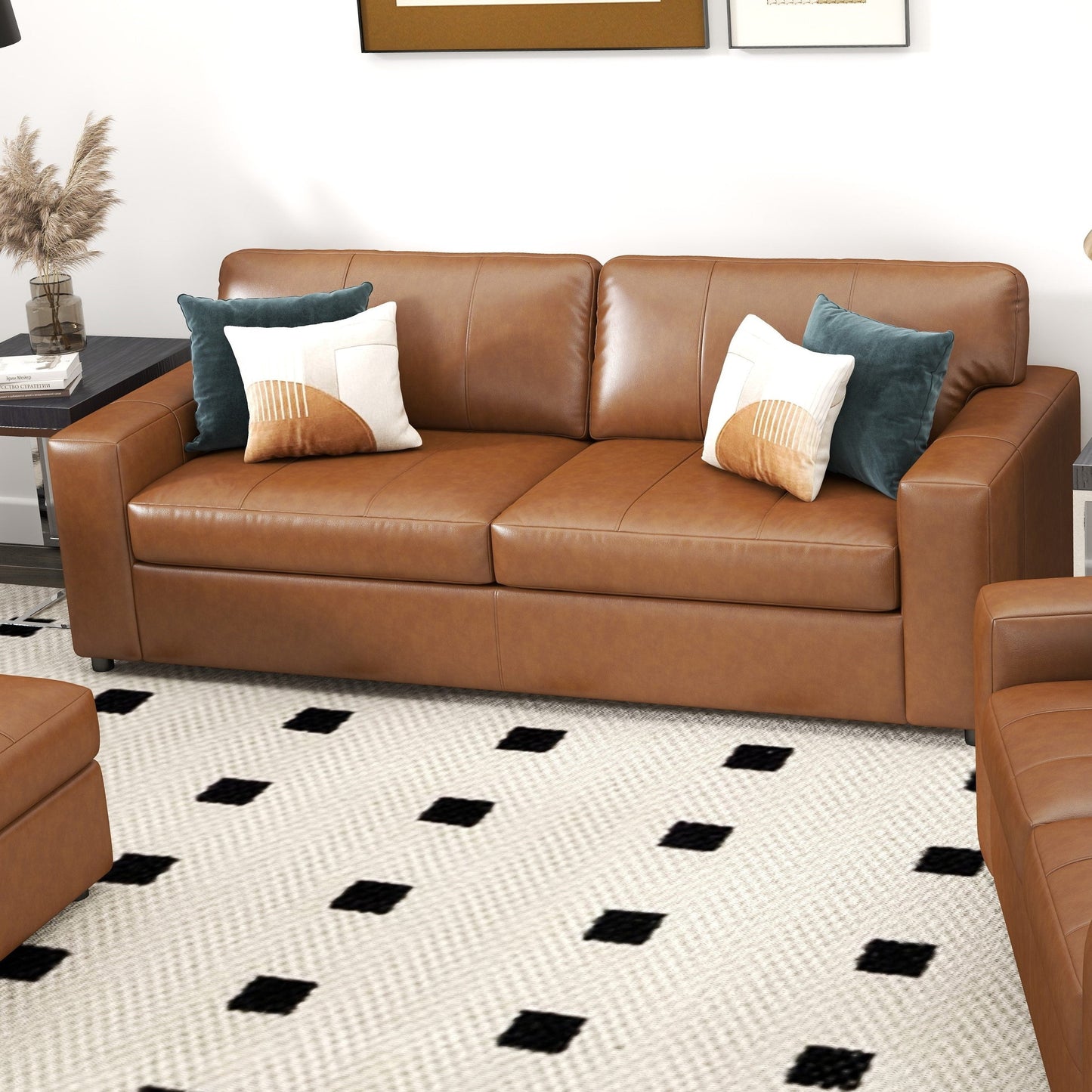Roundhill Furniture Sakan Leather Upholstered Sofa