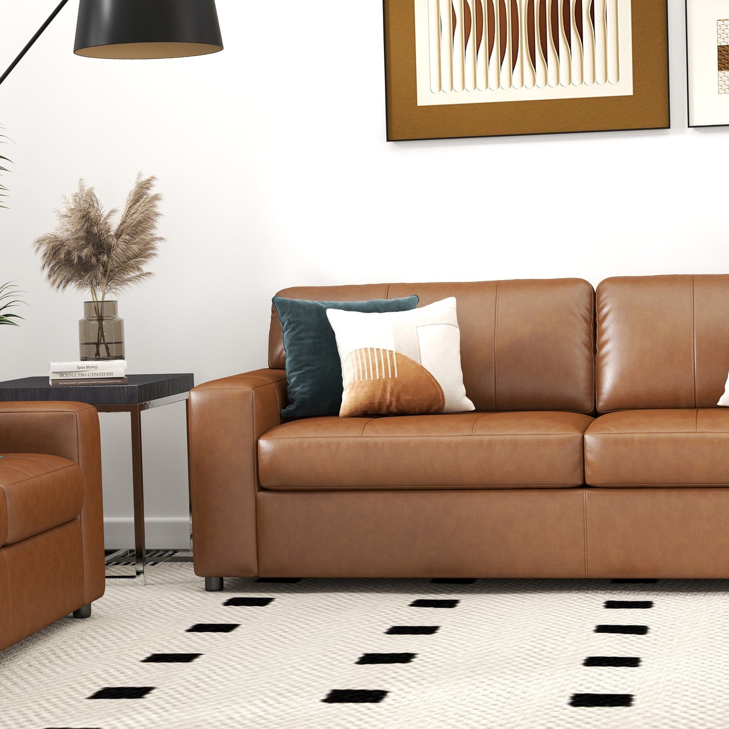 Roundhill Furniture Sakan Leather Upholstered Sofa