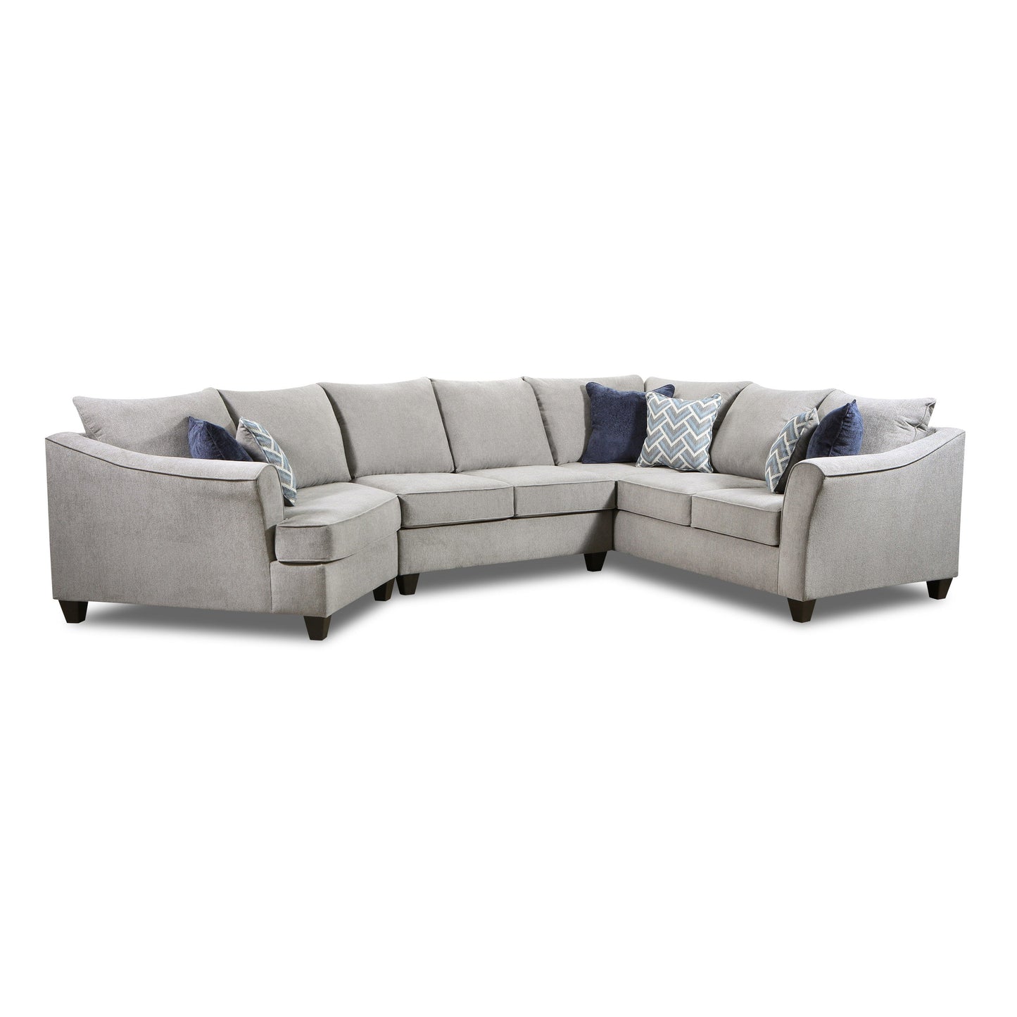 Sorpre Transitional Style Fabric Pillow Back Sectional Sofa, Gray
