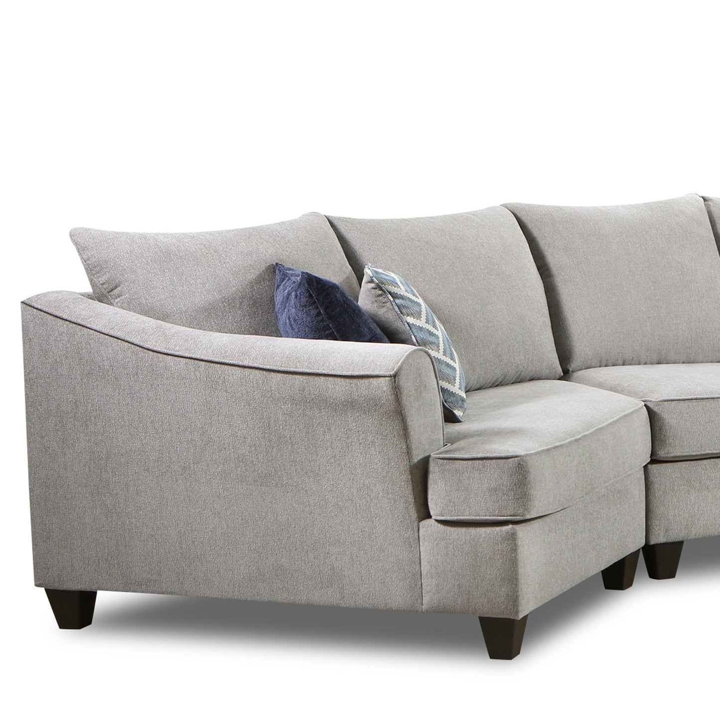 Sorpre Transitional Style Fabric Pillow Back Sectional Sofa, Gray
