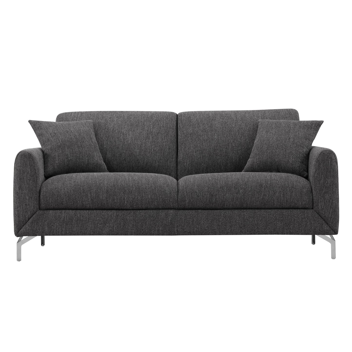 Noreen Contemporary Gray Fabric Rounded Arm Sofa