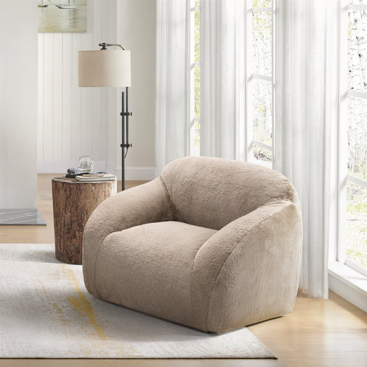 Roundhill Furniture Adell Polar Bear Faux Fur Swivel Cuddle Chair