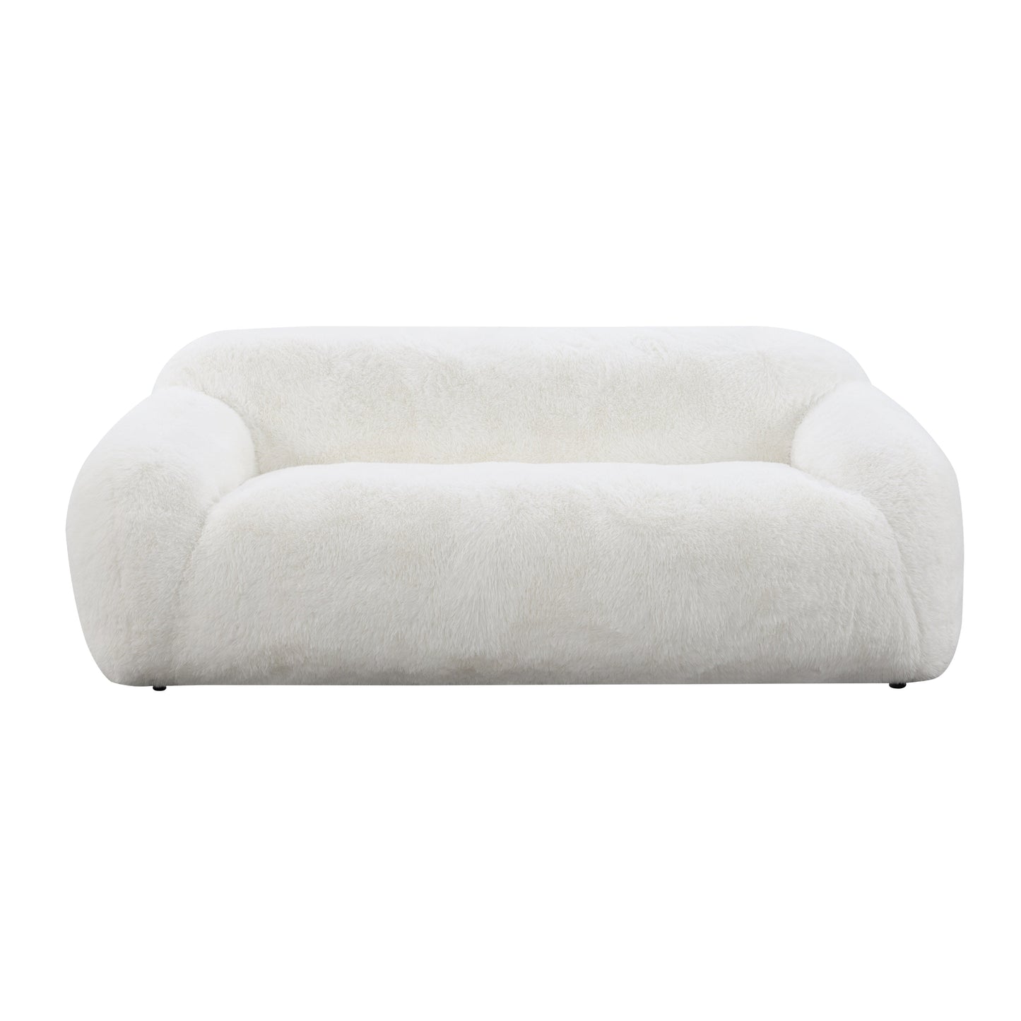 Roundhill Furniture Adell Polar Bear Faux Fur Upholstered Sofa