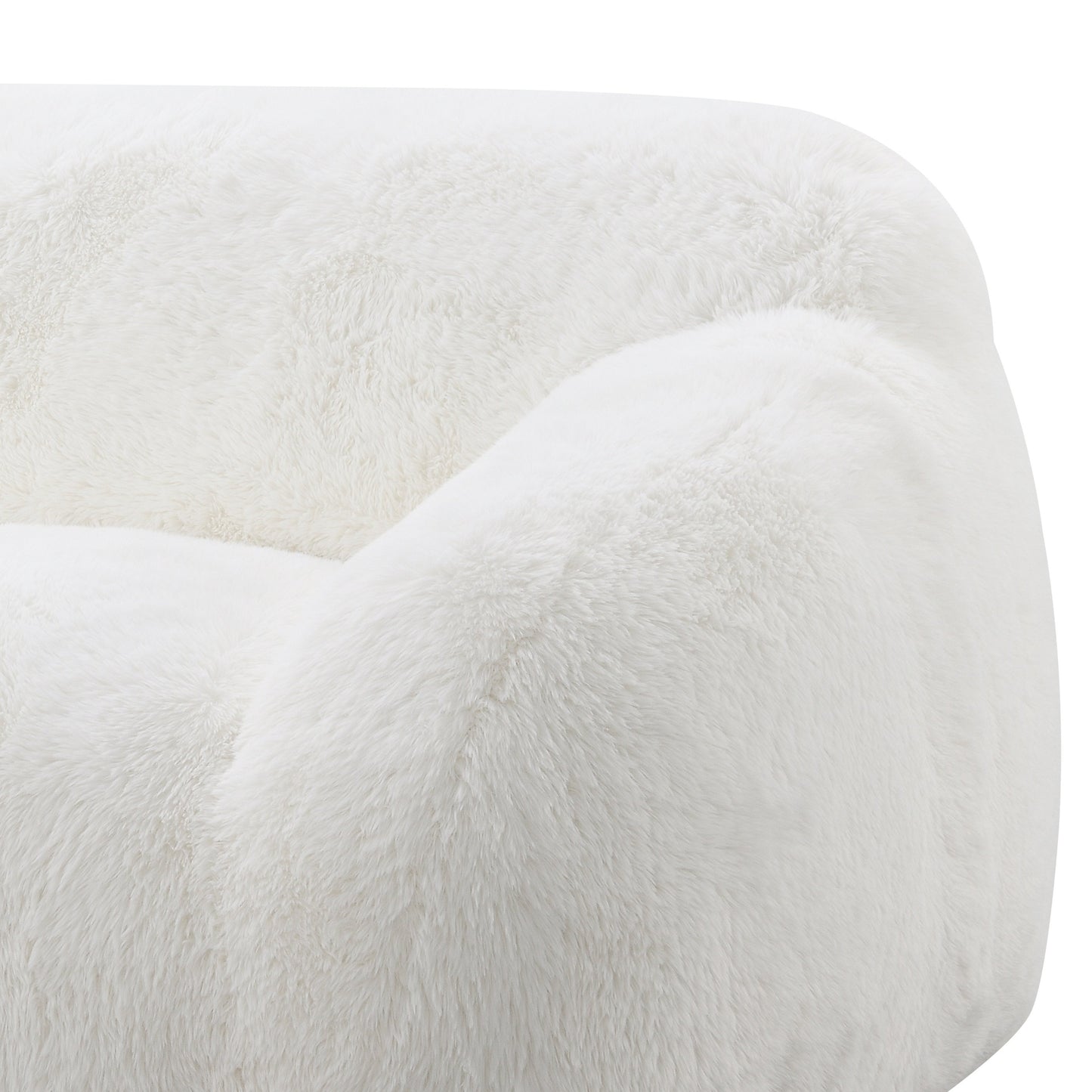 Roundhill Furniture Adell Polar Bear Faux Fur Upholstered Sofa