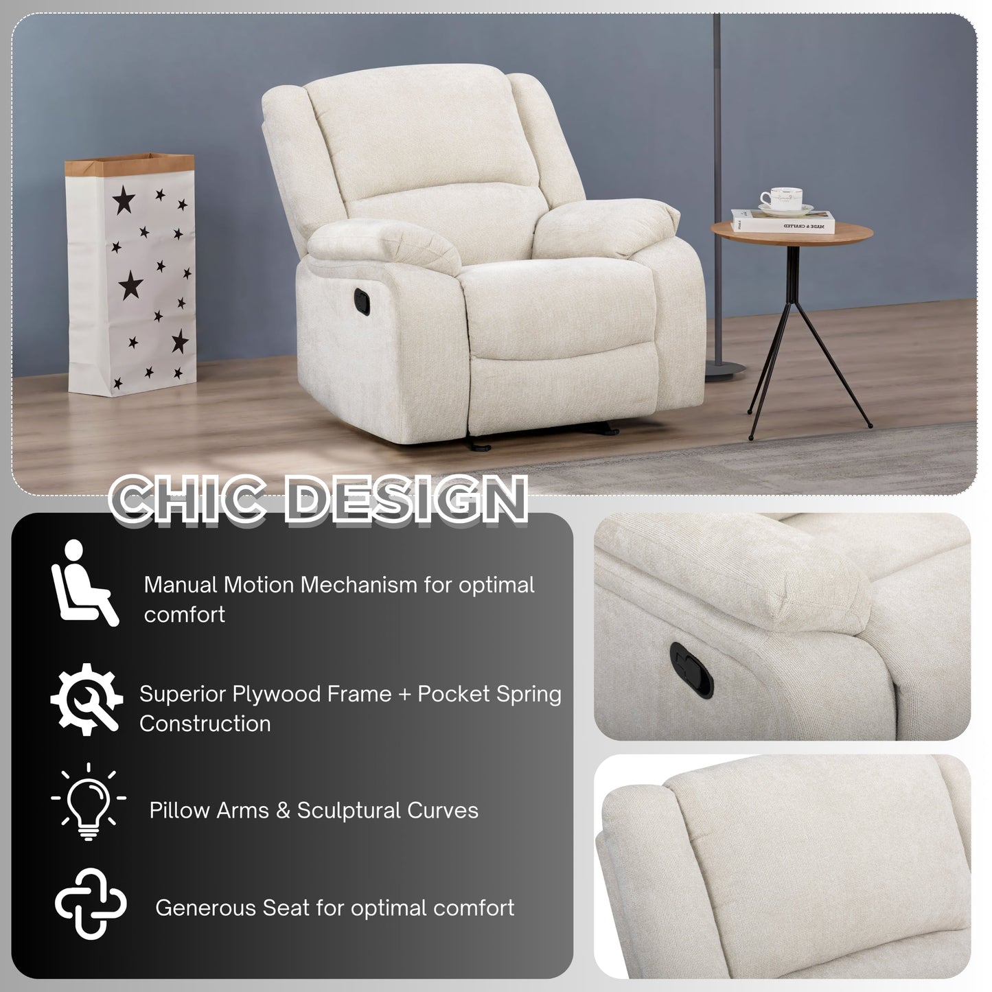 Roundhill Furniture Blitz Transitional Manual Recliner