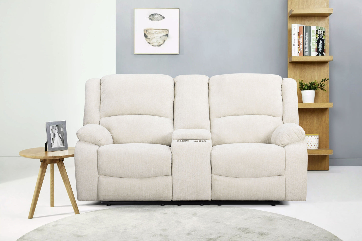 Roundhill Furniture Blitz Transitional Manual Reclining Loveseat, with Cup holders