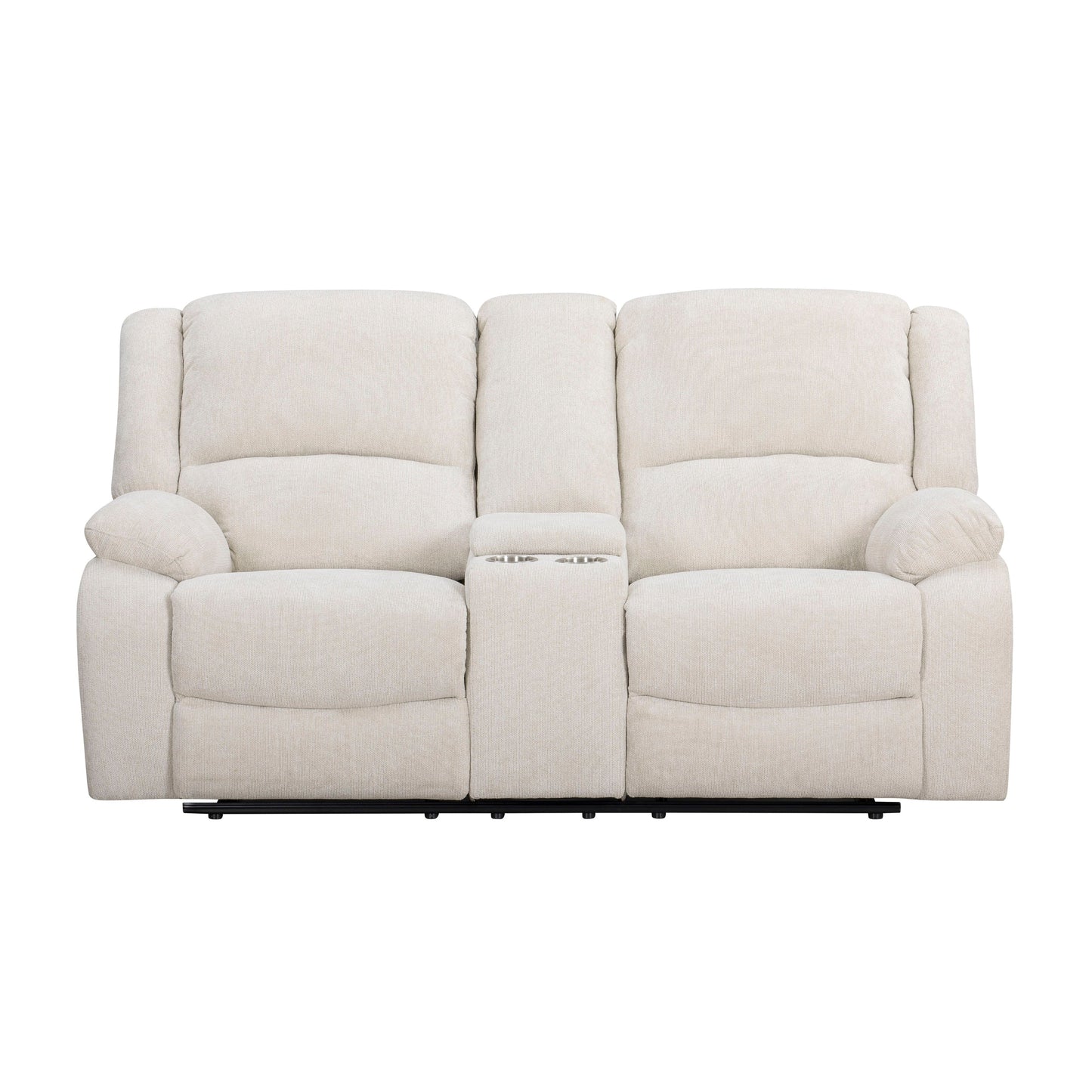 Roundhill Furniture Blitz Transitional Manual Reclining Loveseat, with Cup holders