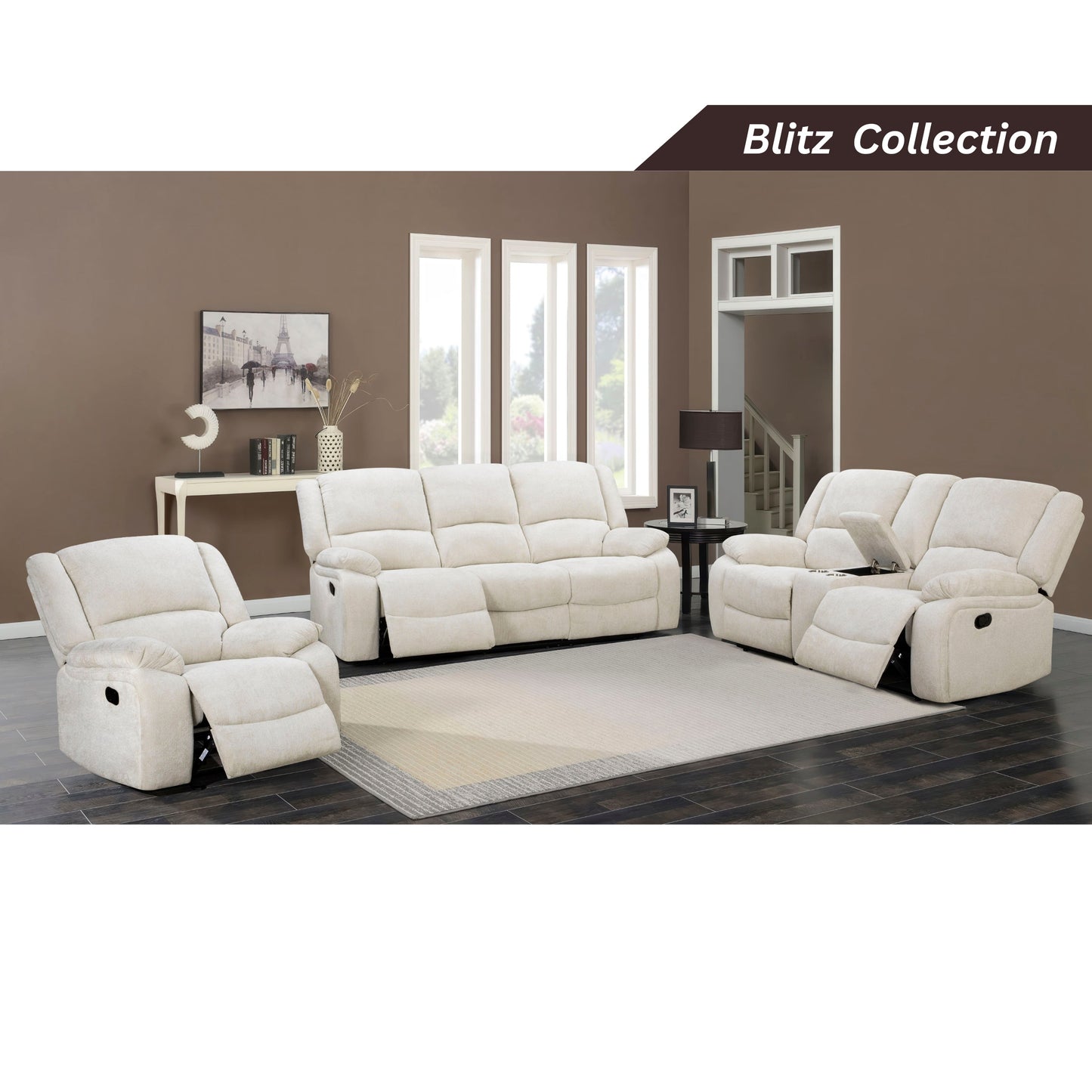 Roundhill Furniture Blitz Transitional Manual Reclining Sofa
