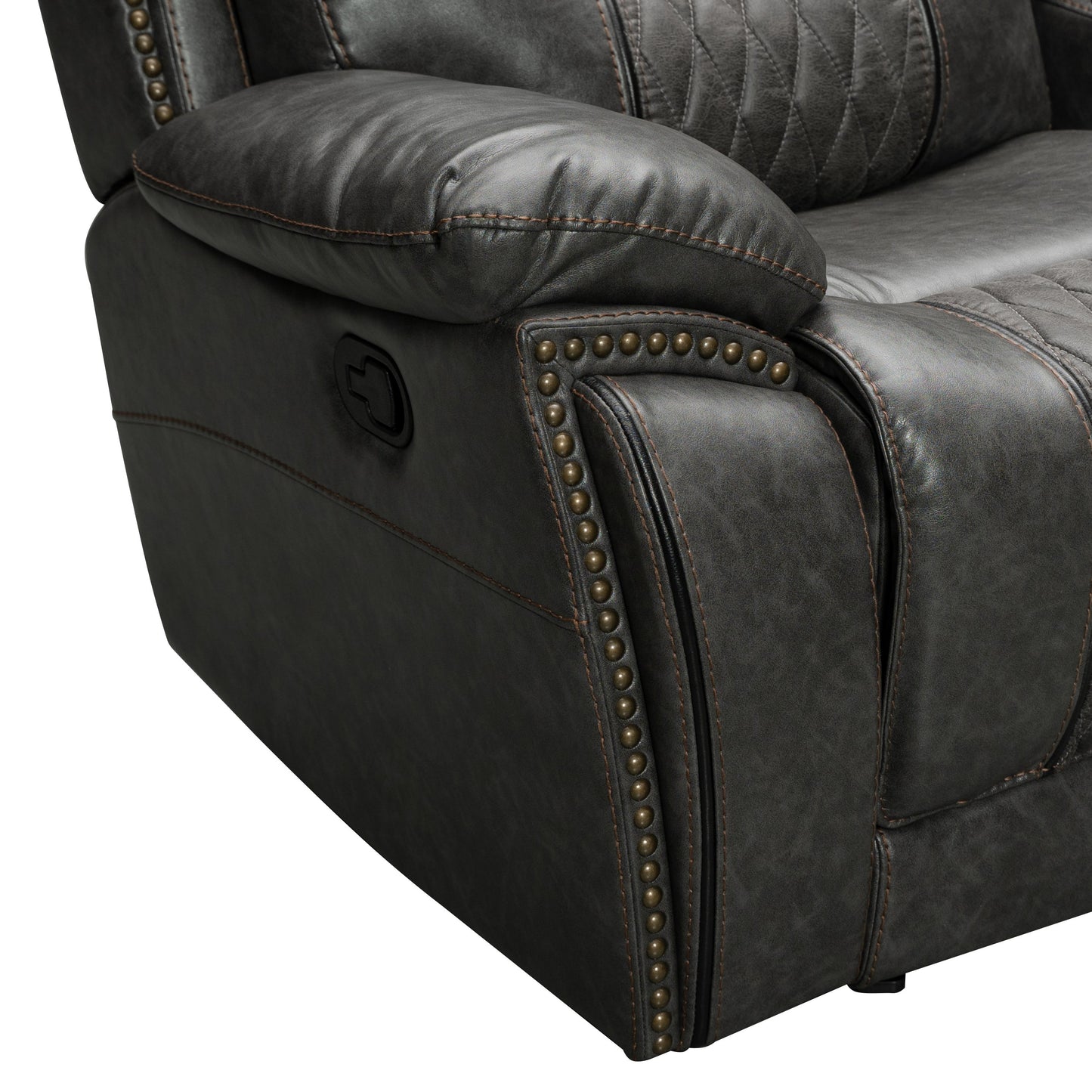 Kovel Faux Leather Recliner in Outlaw Steel