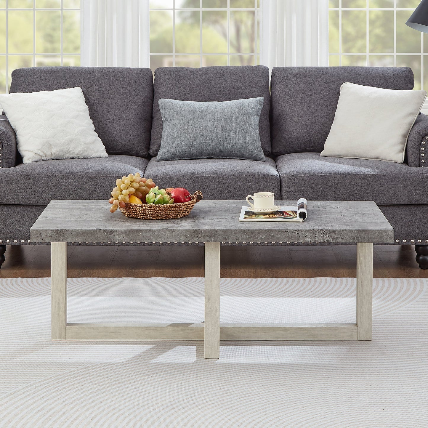 Roundhill Furniture Luno 3-Piece Coffee Table Set, Coffee Table and Two End Tables