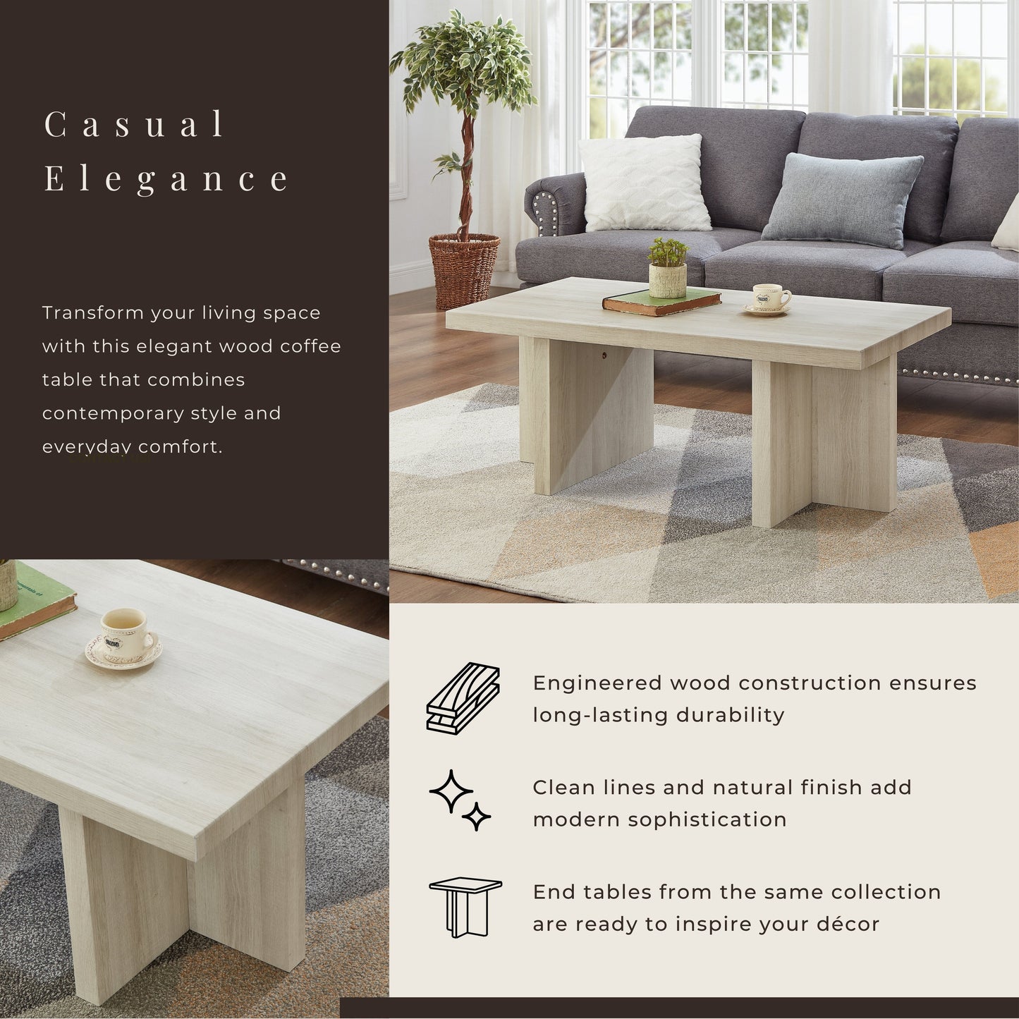 Roundhill Furniture Mchome Contemporary Coffee Table