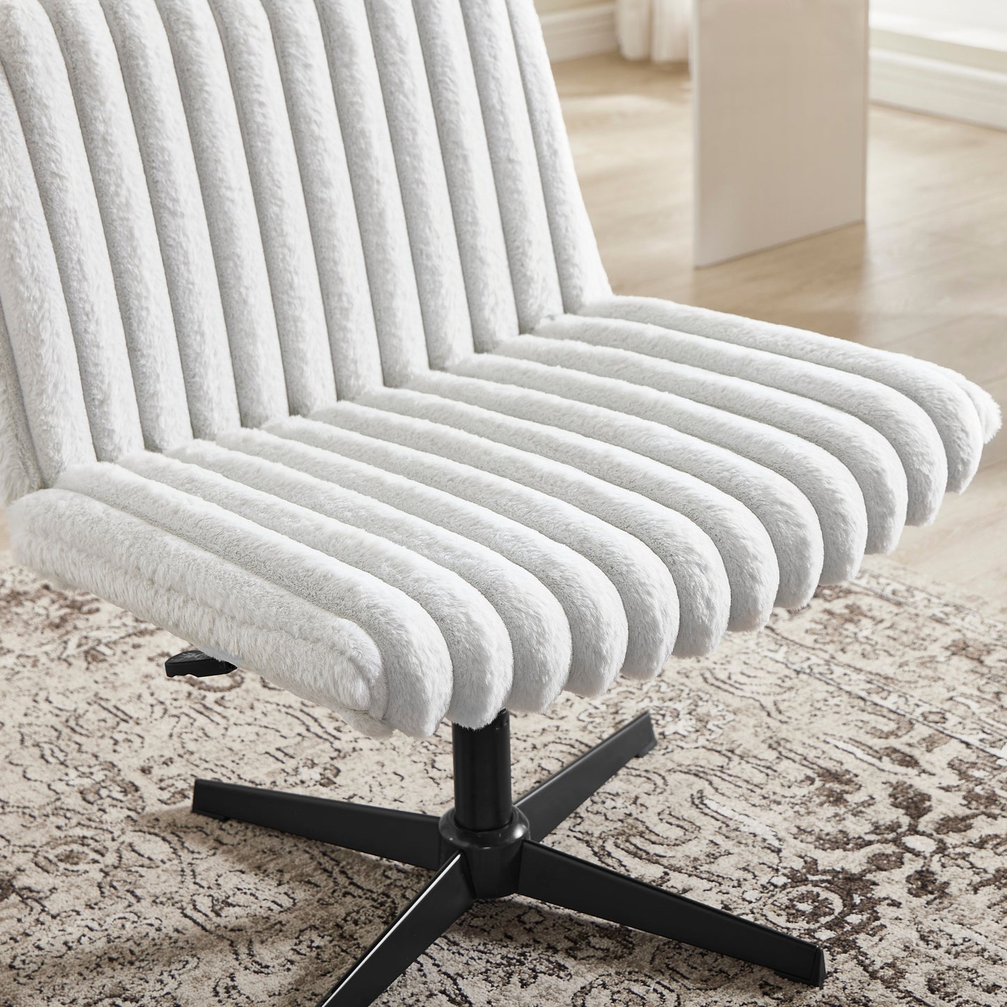 Roundhill Blynn Adjustable Swivel Criss Cross Chair, Wide Seat Office Chair Vanity Chair