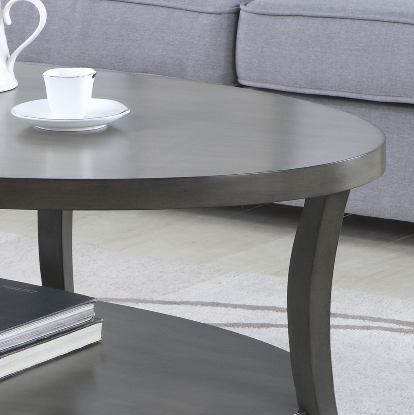 Roundhill Furniture Perth Contemporary 3-Piece Oval Coffee Table Set