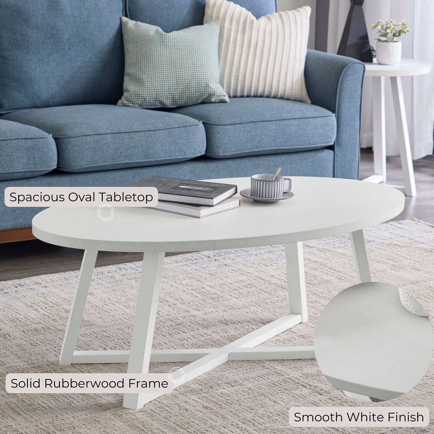 Roundhill Furniture Modern Harmony 3-Piece Wood Oval Coffee Table Set