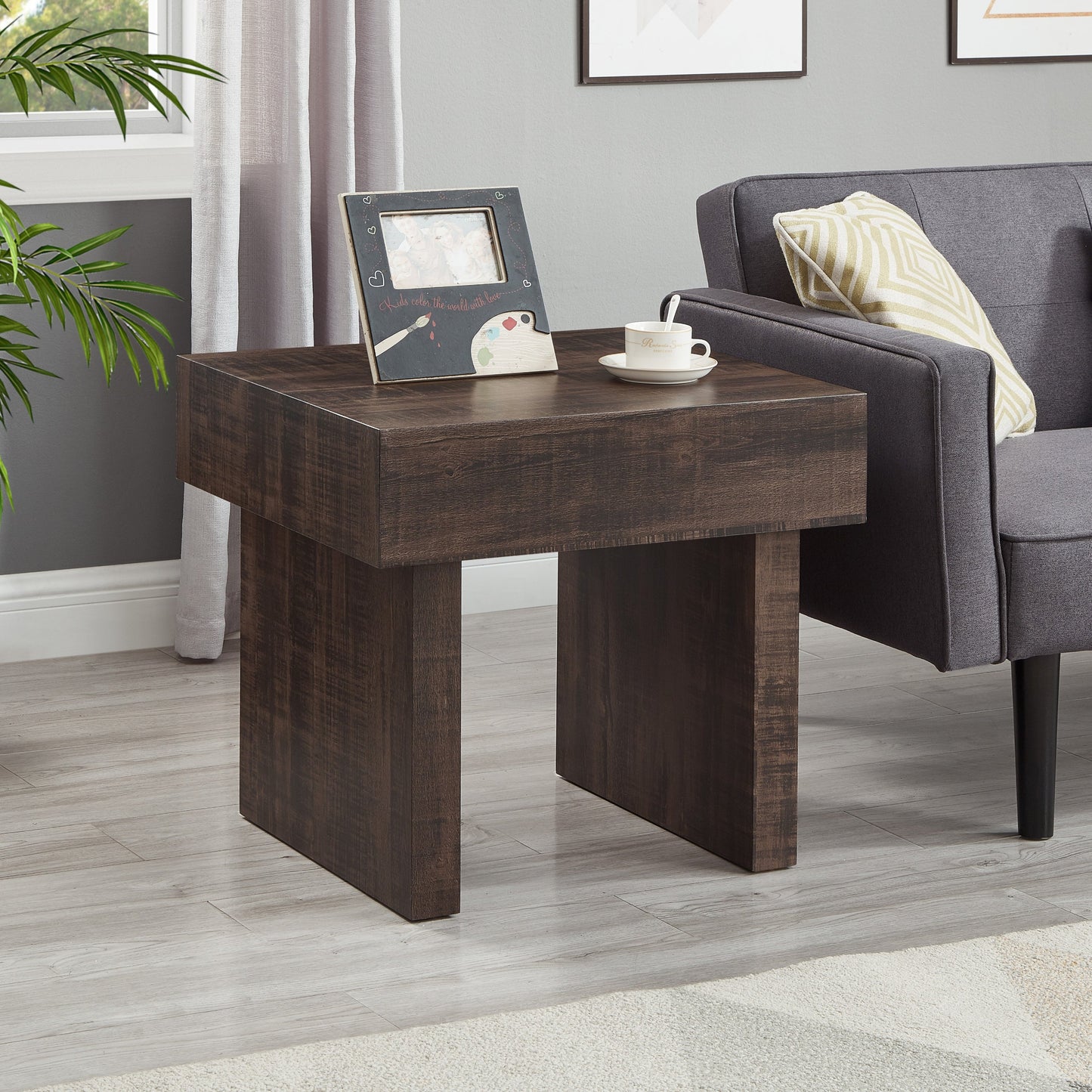 Roundhill Furniture Athens 3-Piece Set Modern Accent Coffee Table with Two End Tables